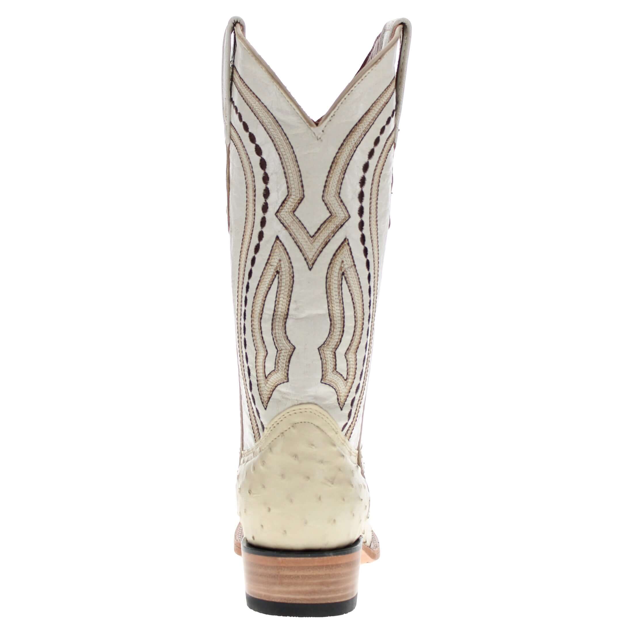 Men's White Full Quill Ostrich Cowboy Boots | Vaccari Boots