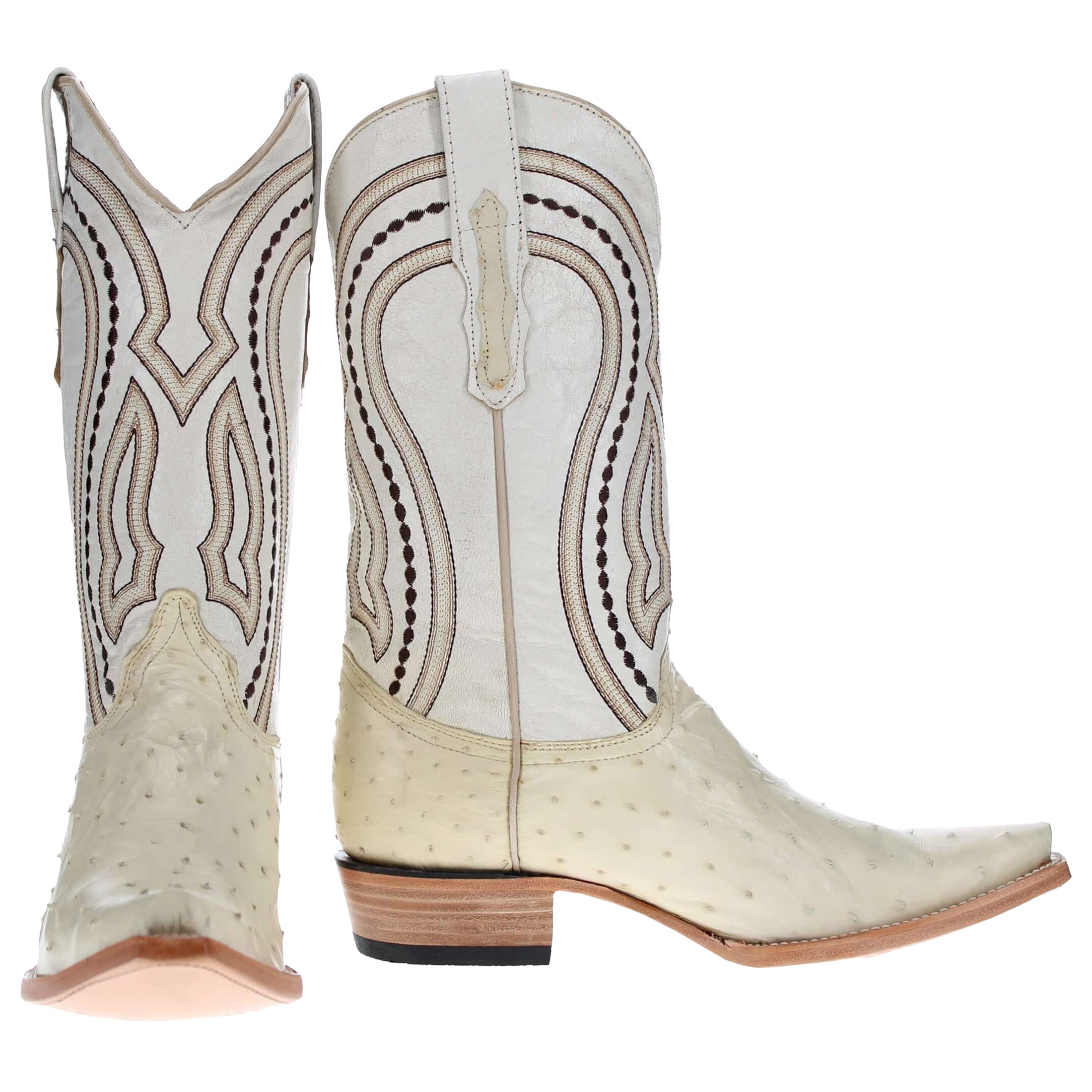 Men's White Ostrich Cowboy Boots Theo by Vaccari Core