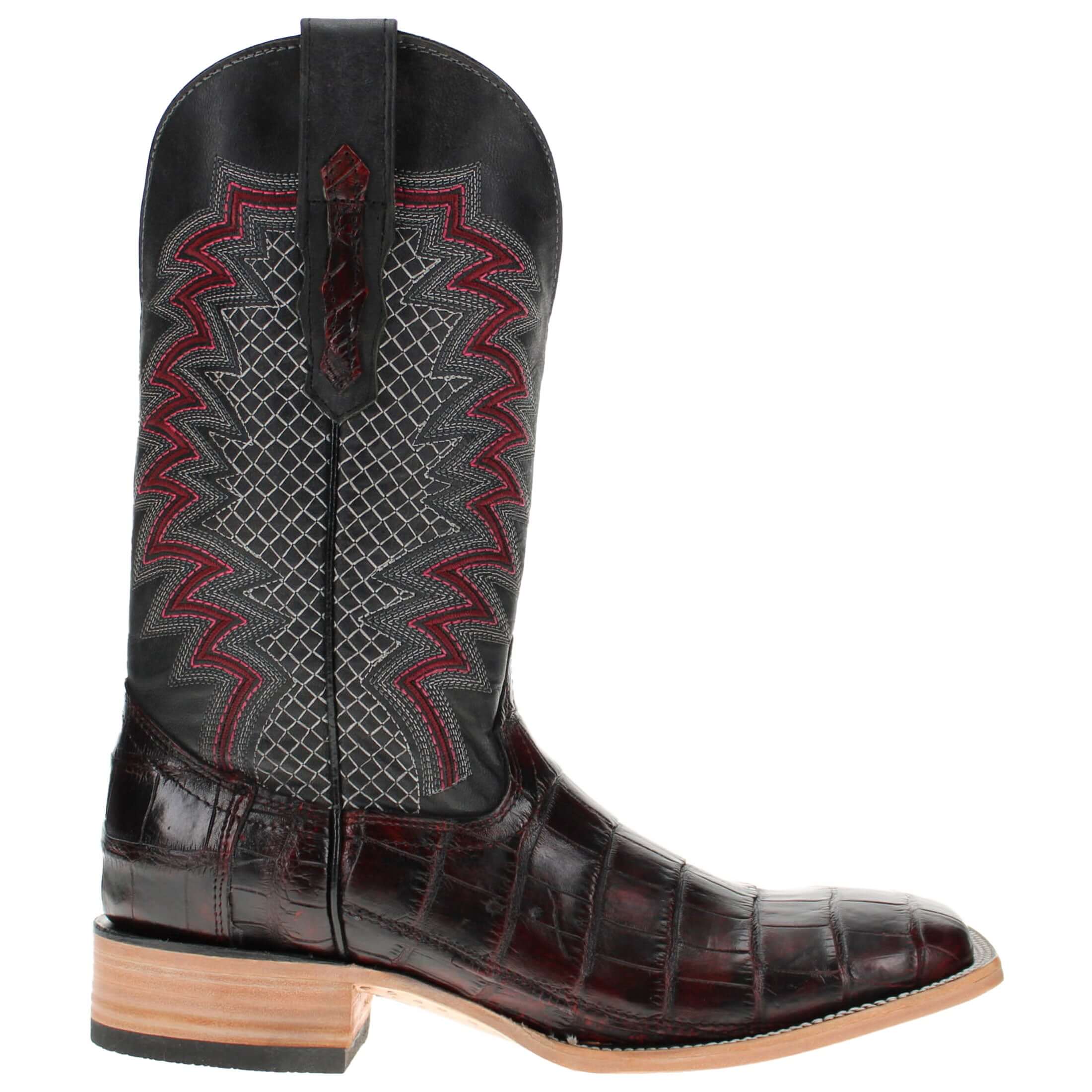 Men's Black Cherry American Alligator Cowboy Boots | Vaccari