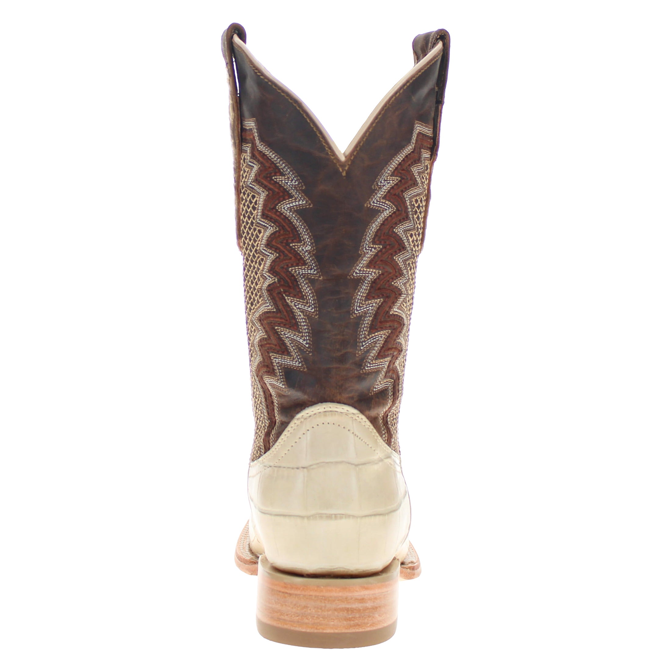 Men's Bone American Alligator Belly Square Toe Cowboy Boots by Vaccari