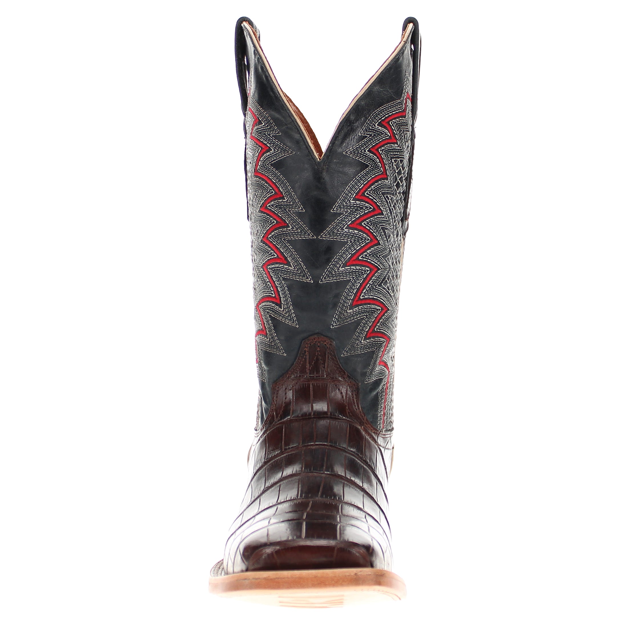 Mens Brown American Alligator Belly Tail Square Toe Cowboy Boots That Looks Similar to Caiman by Vaccari