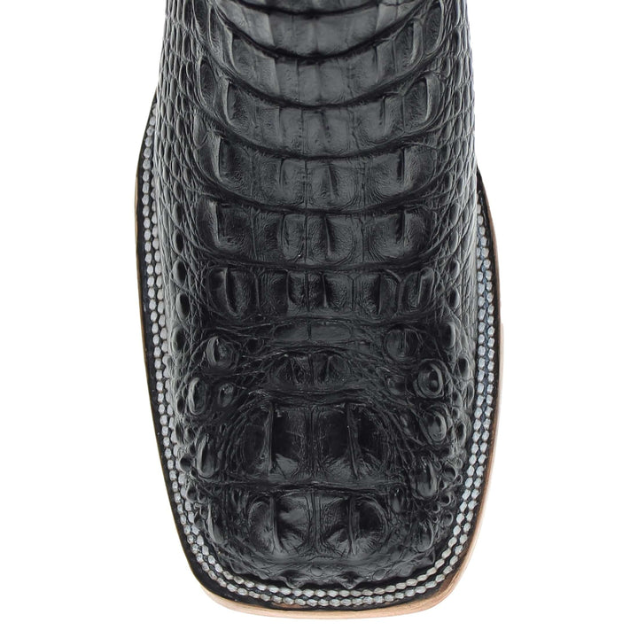 Mens Black American Alligator Headcut Square Toe Western Boots by Vaccari