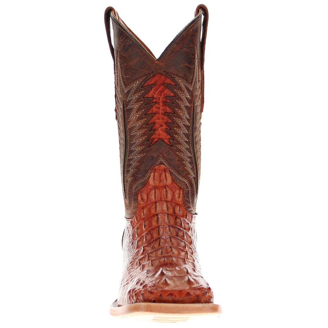 Mens Vaccari Cognac American Alligator Headcut Broad Square Toe Boots
