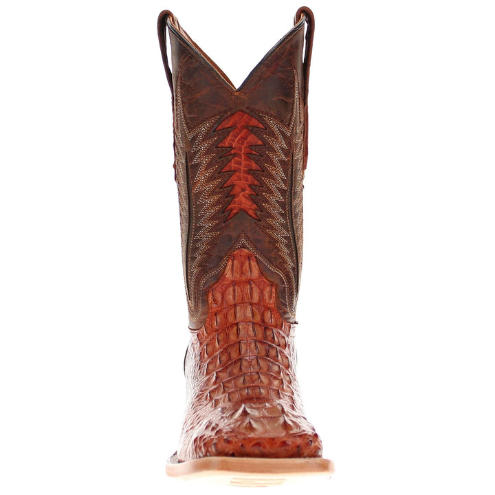 Mens Vaccari Cognac American Alligator Headcut Broad Square Toe Boots
