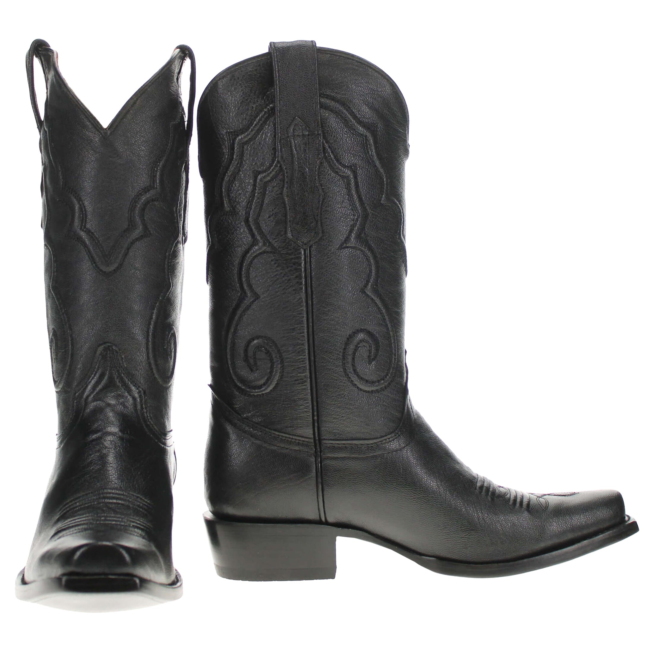 Men's Black Italian Leather Cowboy Boots Enzo by Vaccari Core