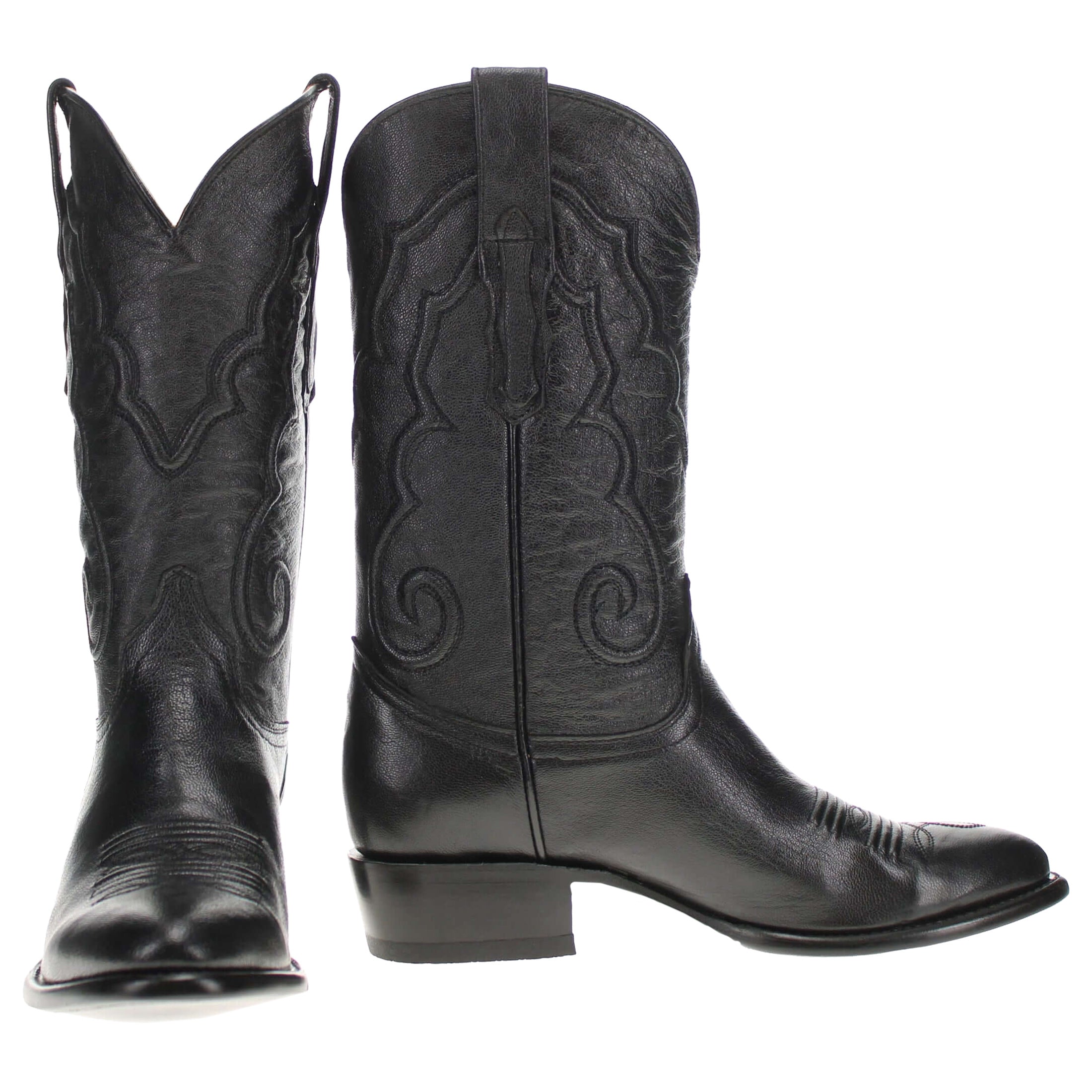 Men's Black Italian Leather Cowboy Boots Enzo by Vaccari Core