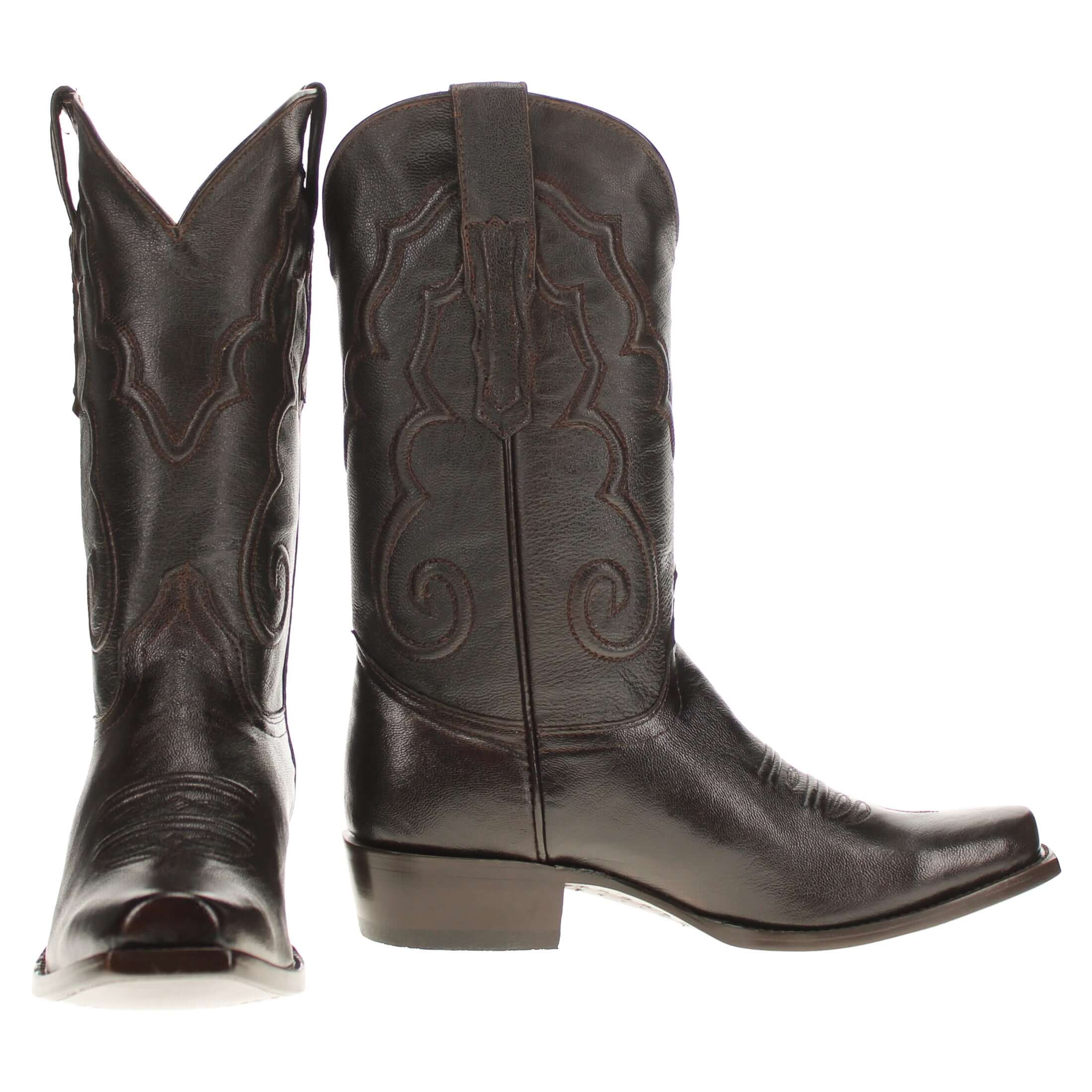 Men's Black Goat Leather JW Toe Cowboy Boots | Vaccari Boots