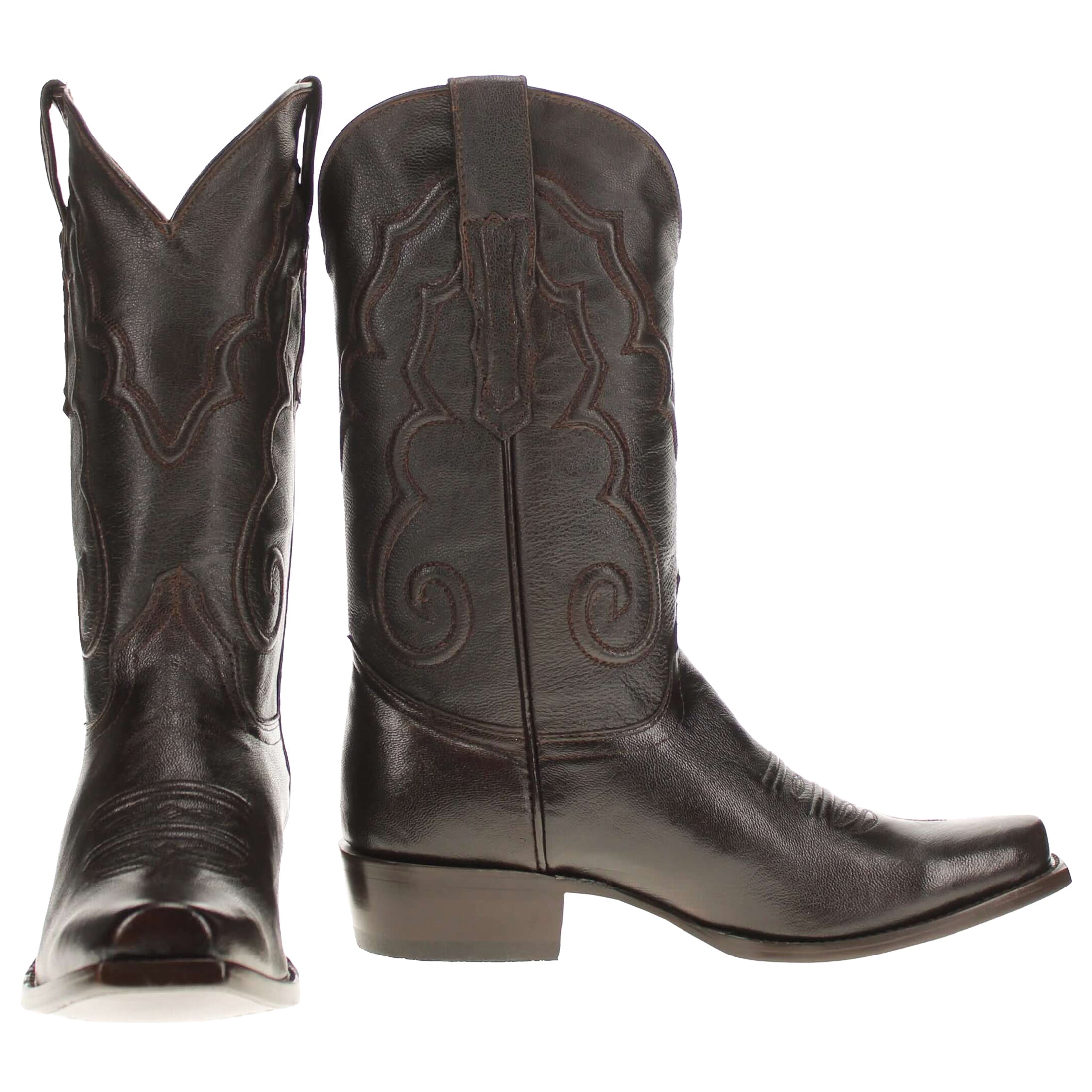 Men's Mocha Italian Leather Cowboy Boots Enzo by Vaccari Core