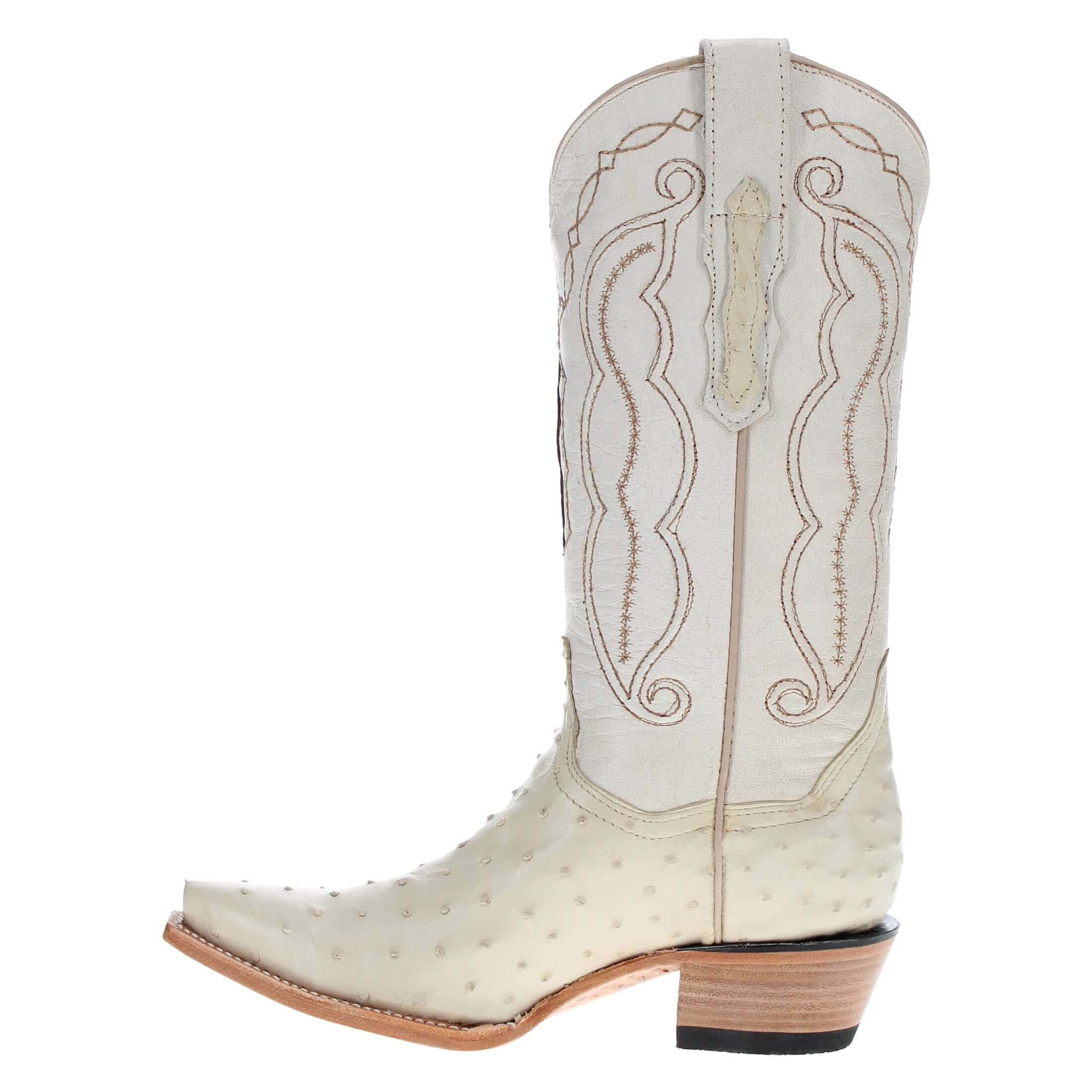 Women's White Ostirch Cowgirl Boots Victoria by Vaccari Core