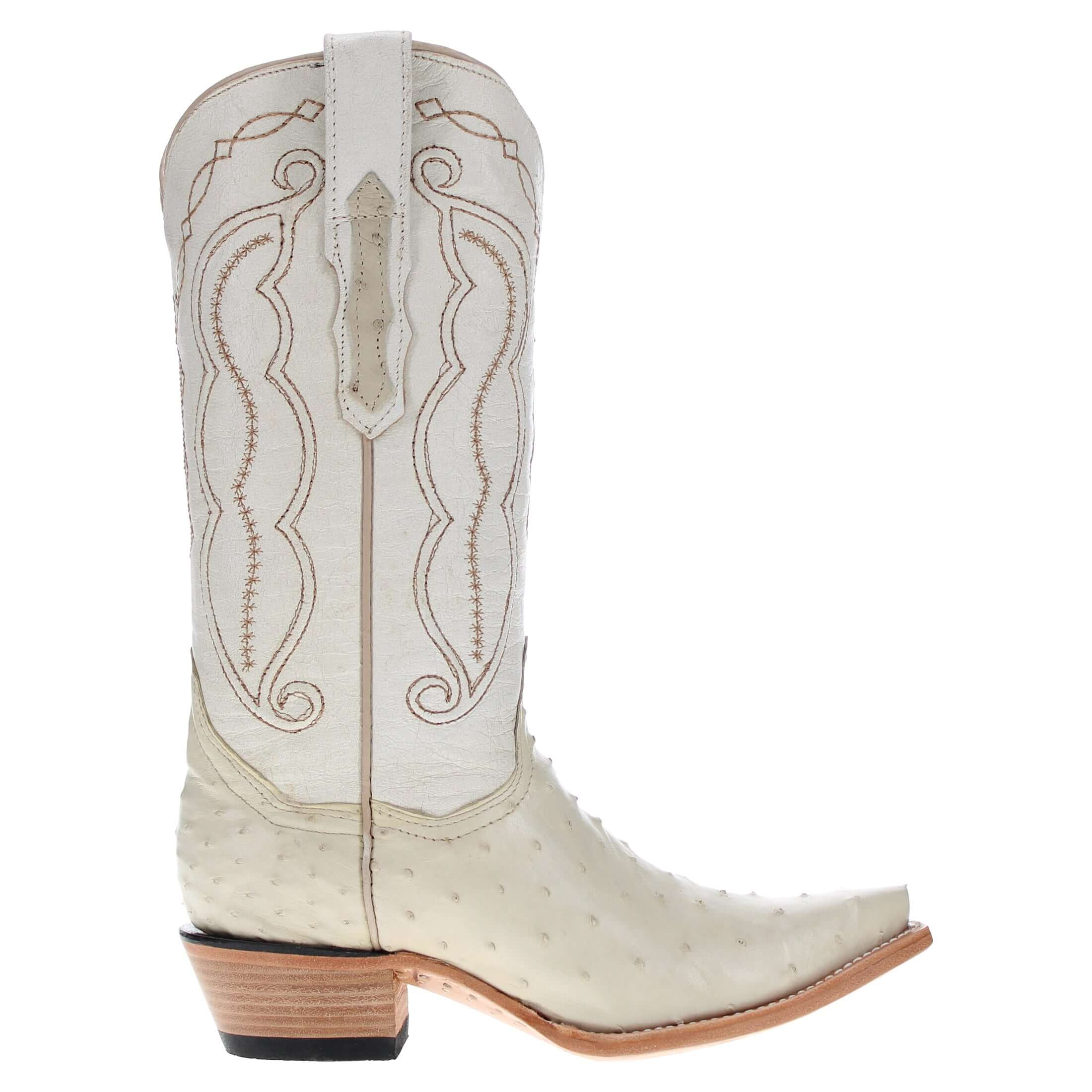Women's White Ostirch Cowgirl Boots Victoria by Vaccari Core