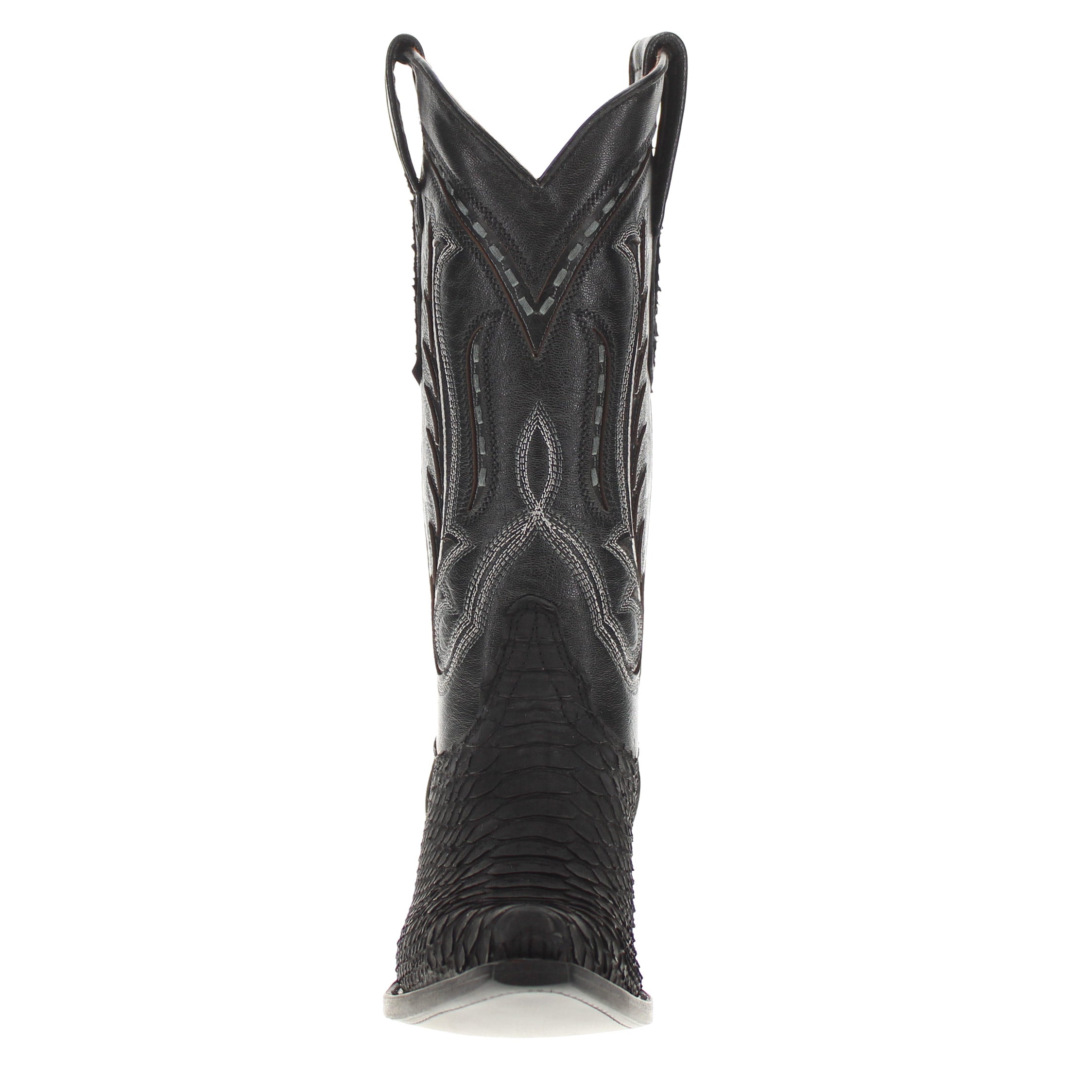 Womens Black Python Leather Snip toe Western Snip Toe Boots by Vaccari