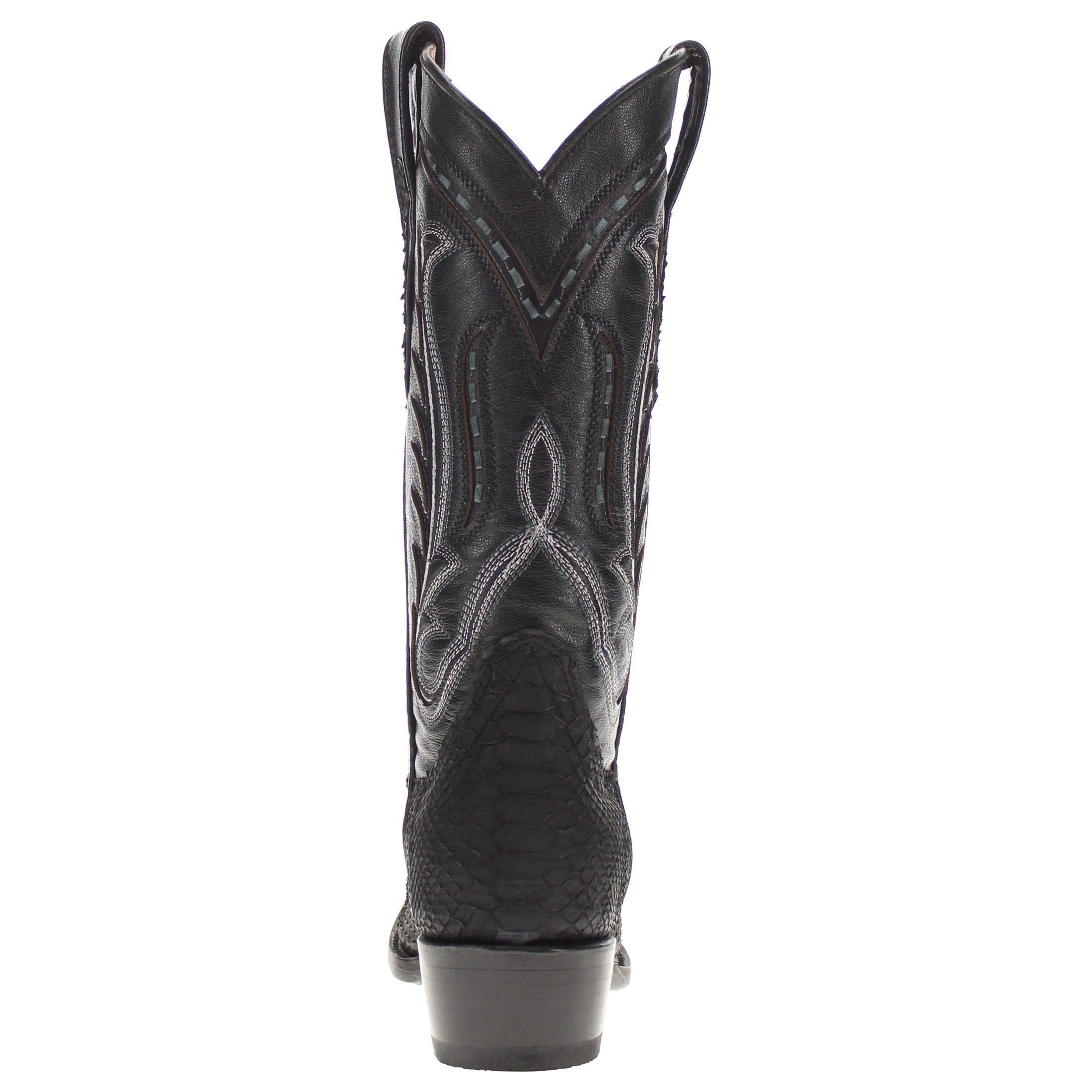 Womens Black Python Leather Snip toe Western Snip Toe Boots by Vaccari
