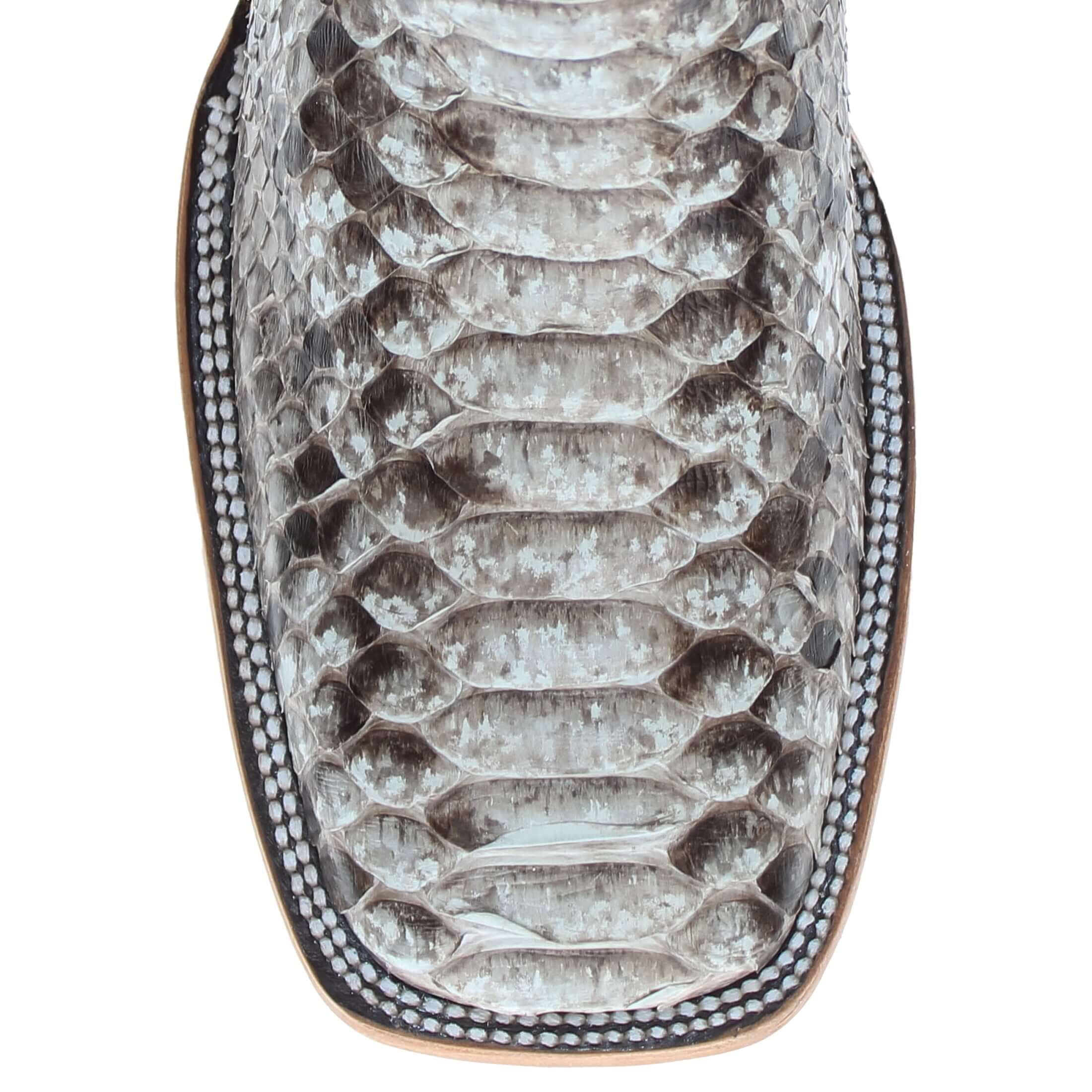 Men's Natural Python Cowboy Boots Crockett Square Toe by Vaccari Core