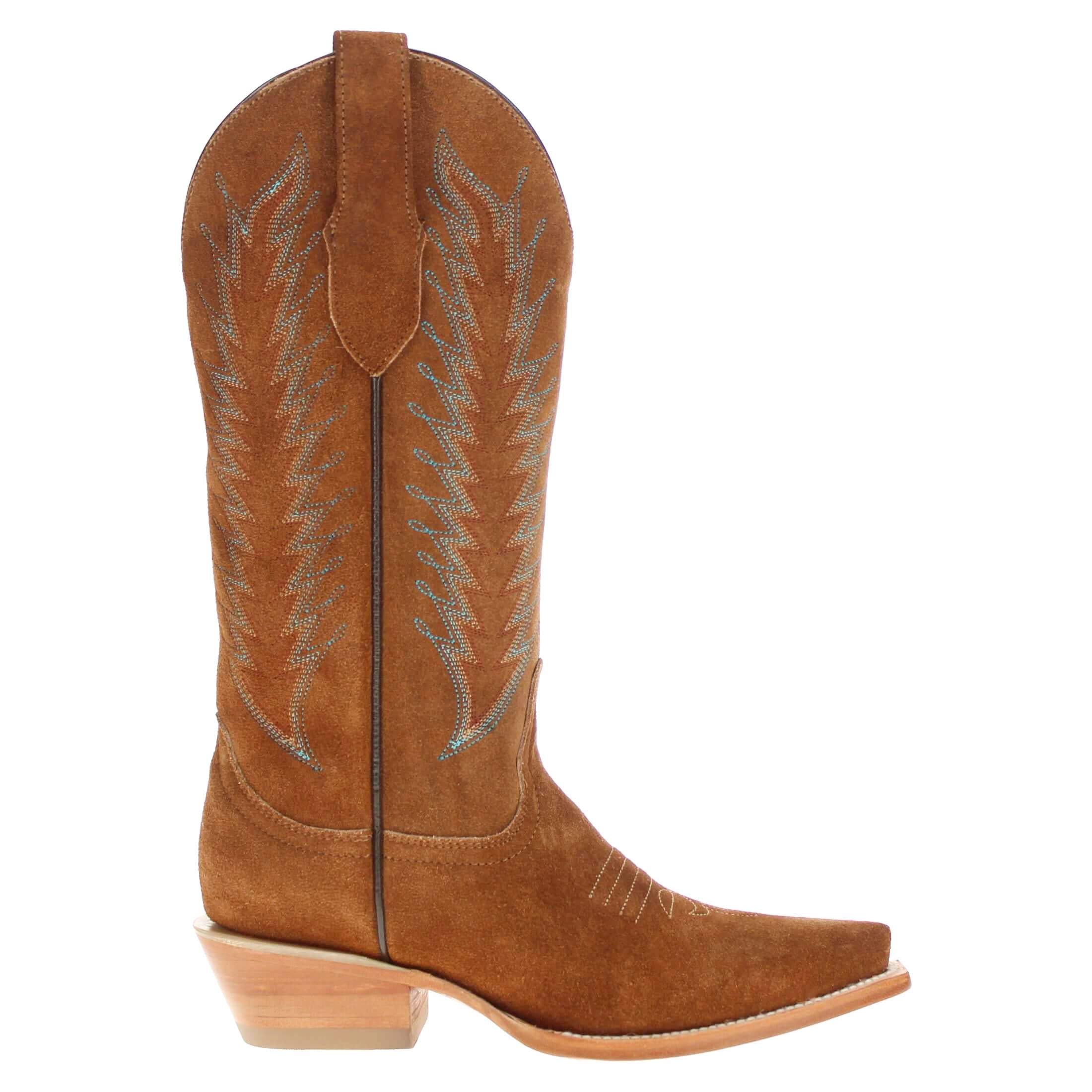 Women's Mustard Suede Boots Dixie Cowgirl Boots by Vaccari