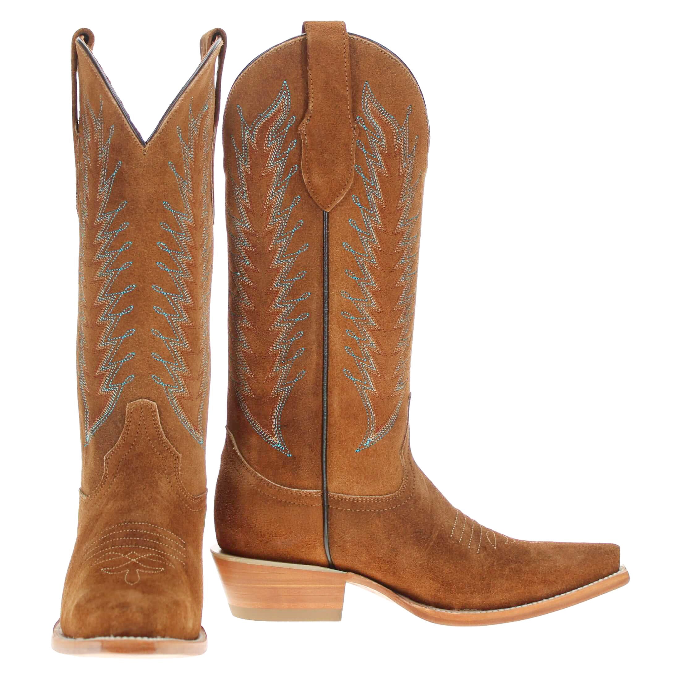 Women's Mustard Suede Boots Dixie Cowgirl Boots by Vaccari