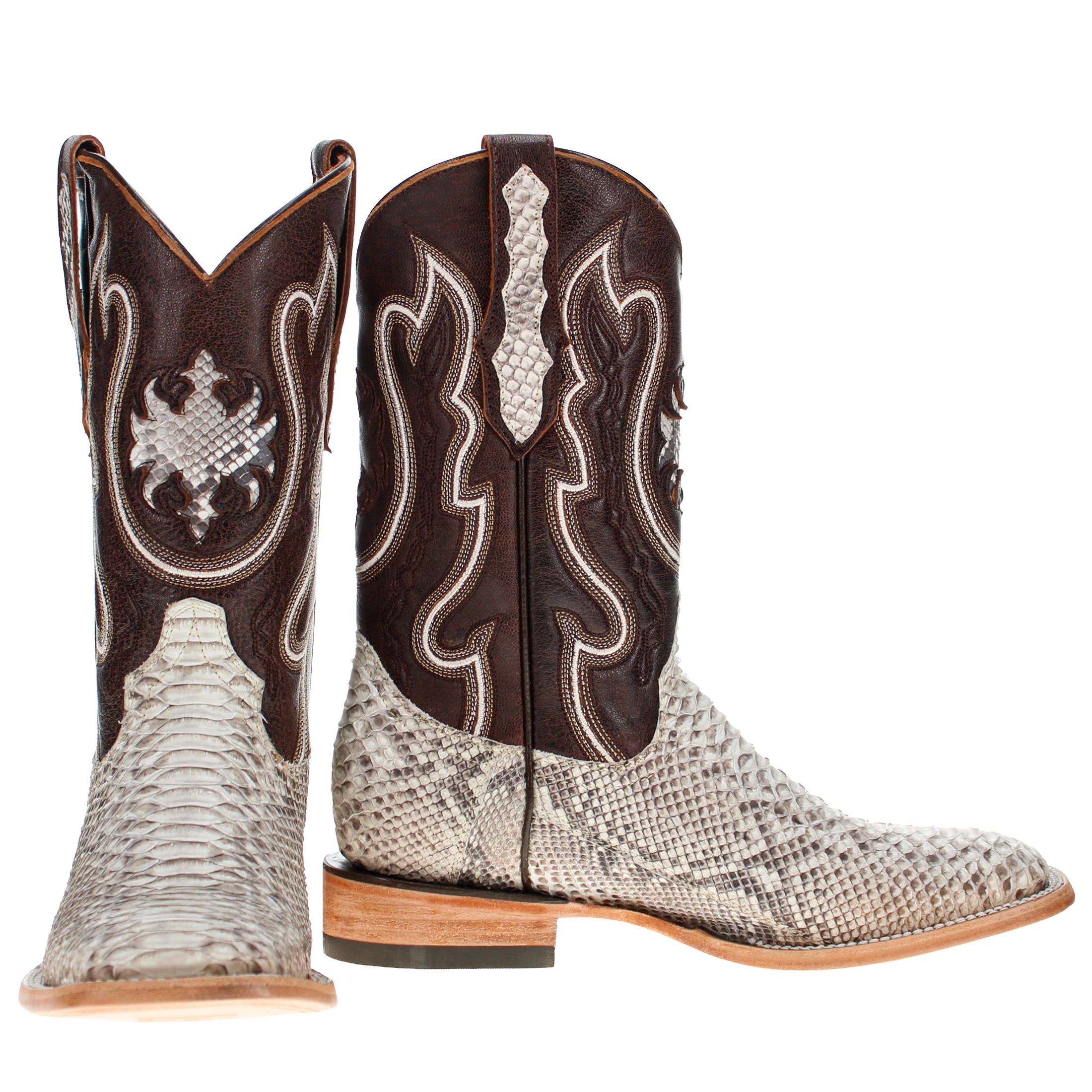 Men's Natural Python BS Toe Cowboy Boots by Vaccari