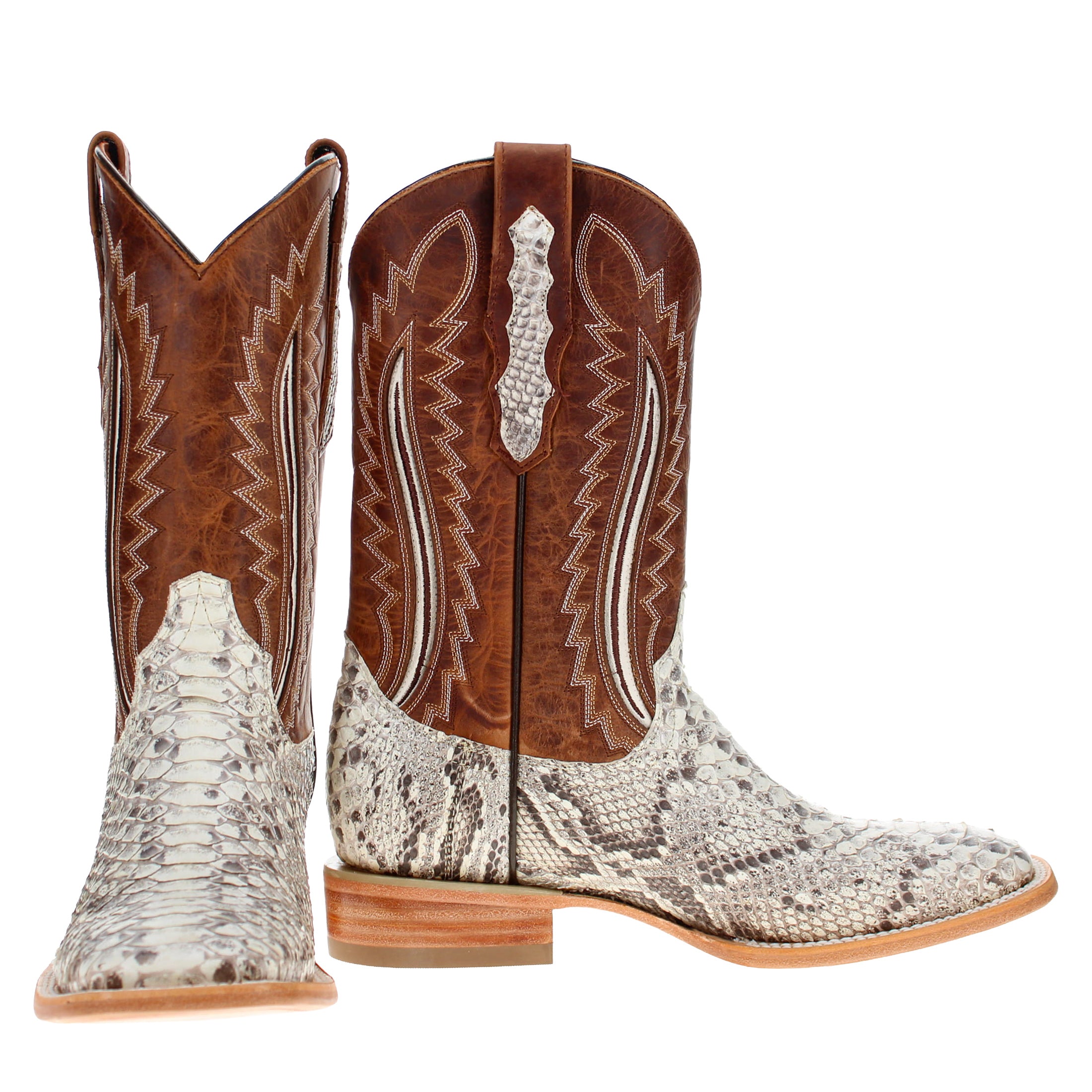 Men's Natural Python Belly BS Toe Cowboy Boots by Vaccari