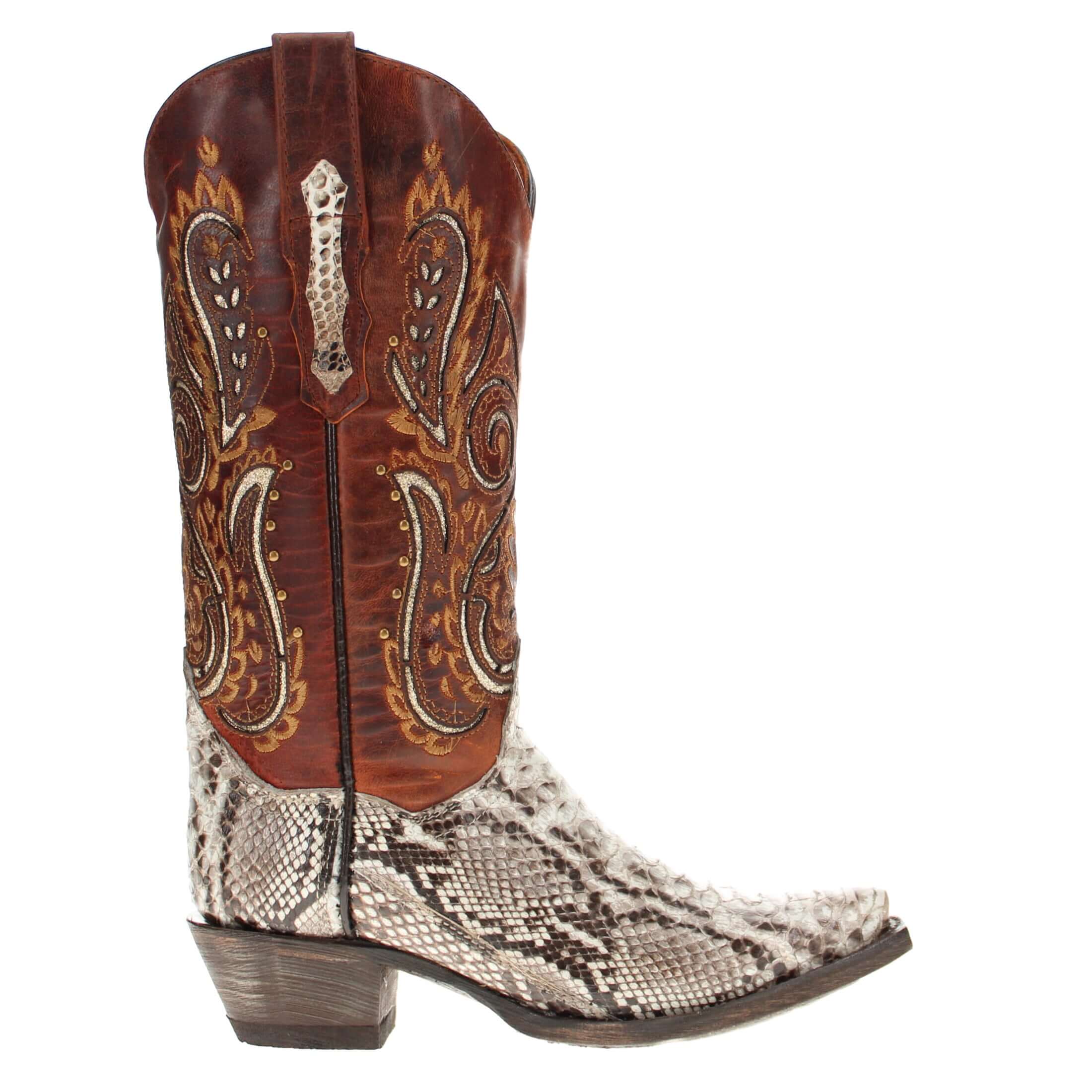 Women's Natural Python Snip Toe Western Boot by Vaccari