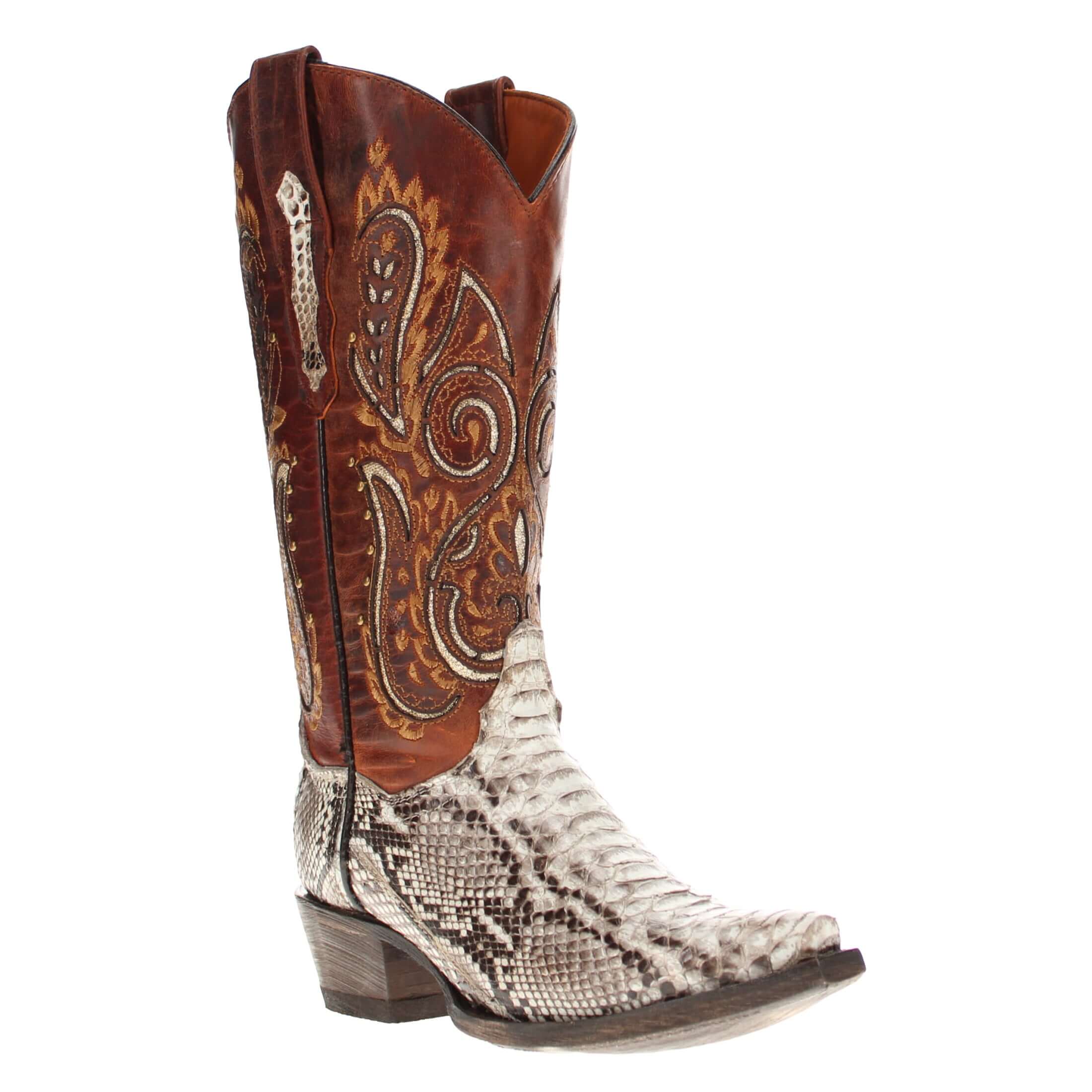 Women's Natural Python Snip Toe Western Boot by Vaccari