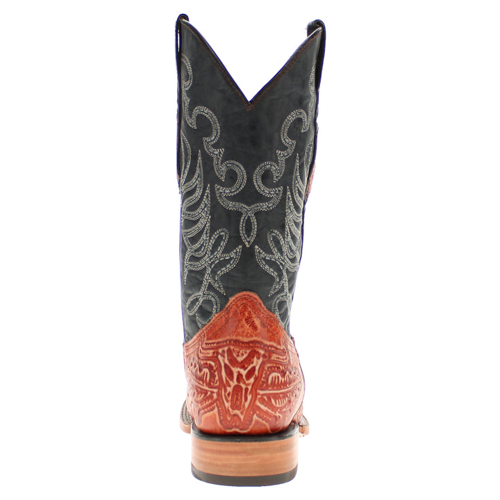 Mens Vaccari Hand-Tooled Square Toe Boots