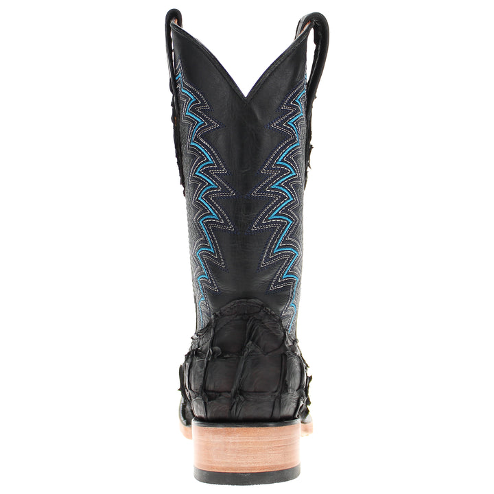 Men's Vaccari Black Pirarucu Broad Square Toe Cowboy Boots