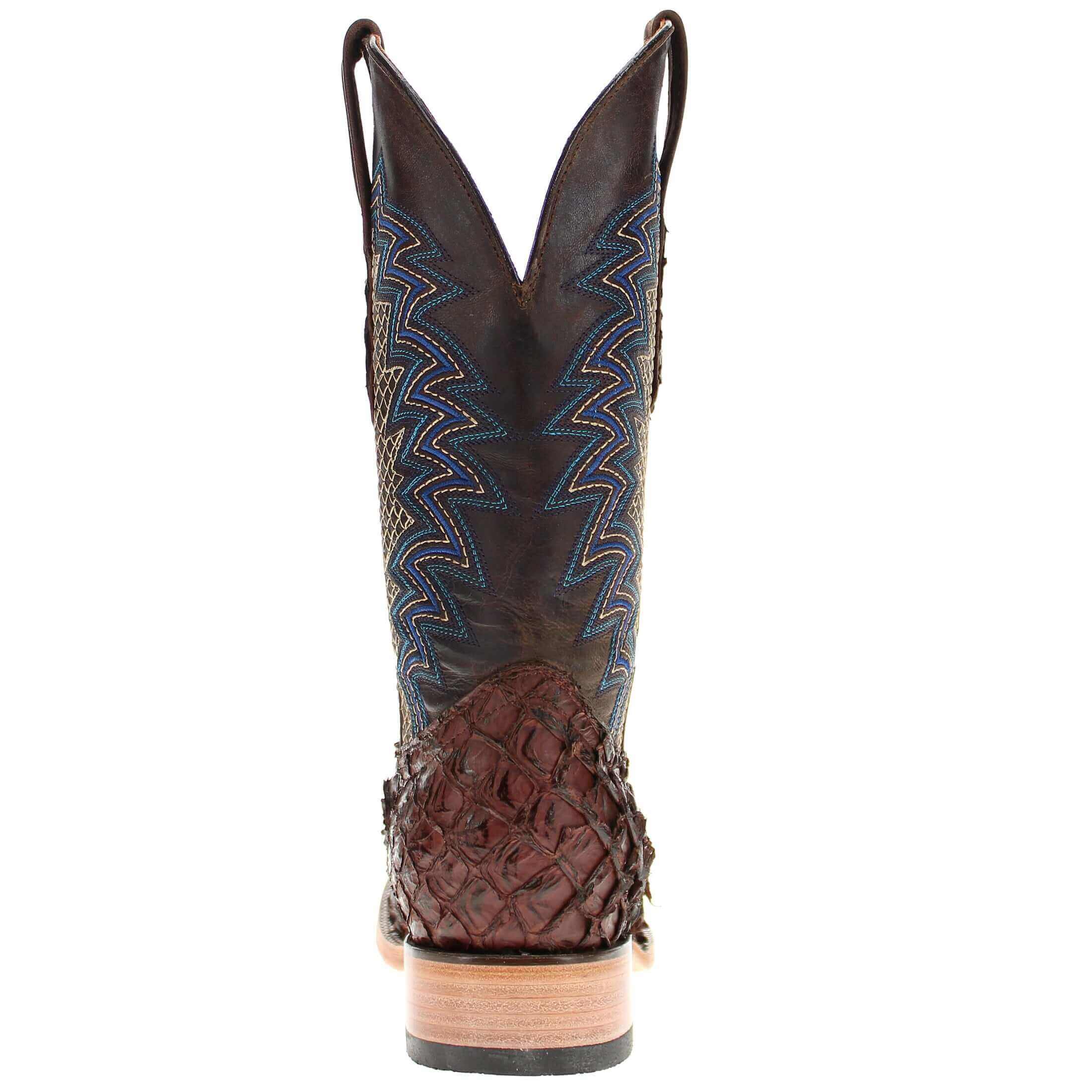 Men's Vaccari Mocha Pirarucu Broad Square Toe Cowboy Boots