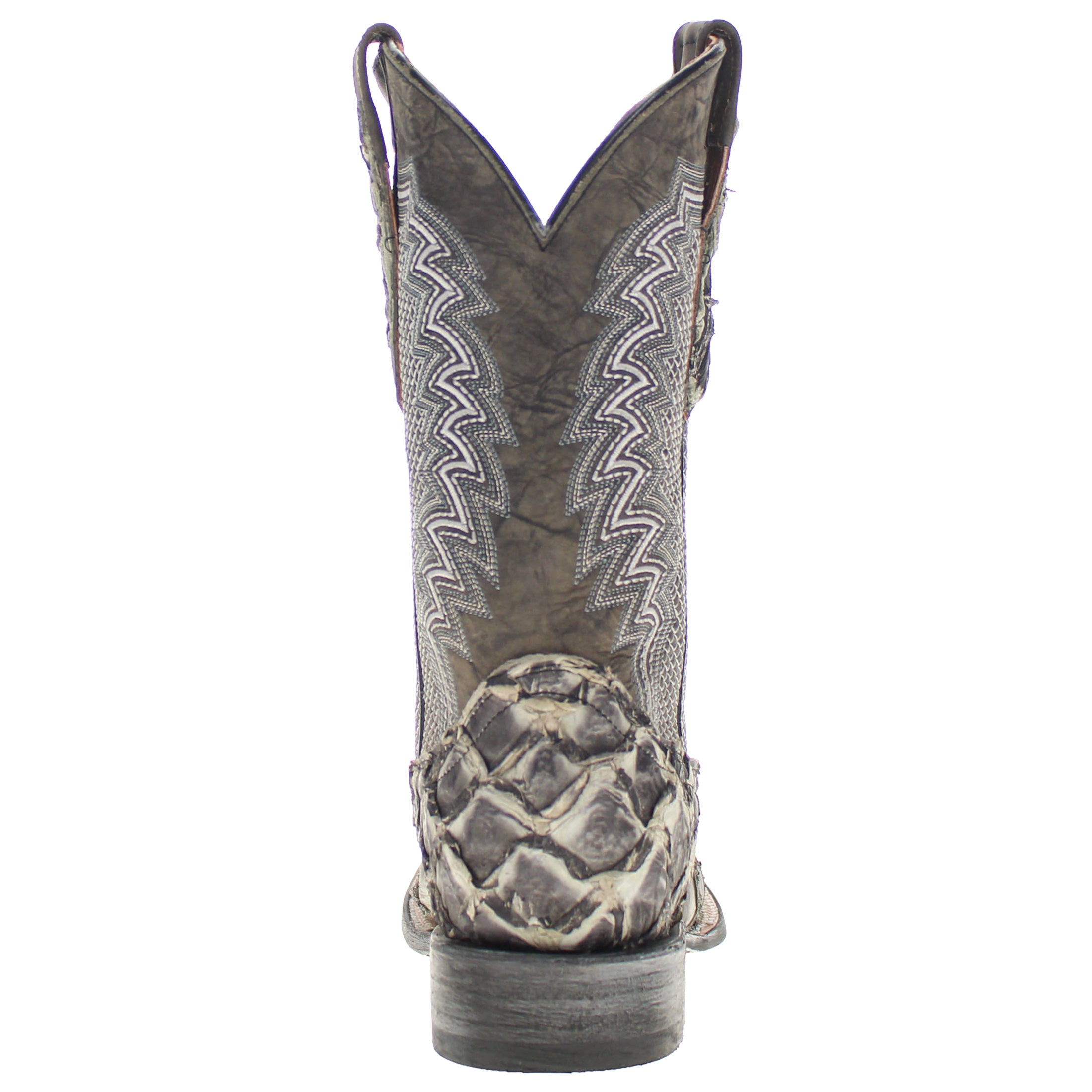 Men's Rustic Gray Pirarucu Fish Square Toe Cowboy Boots by Vaccari