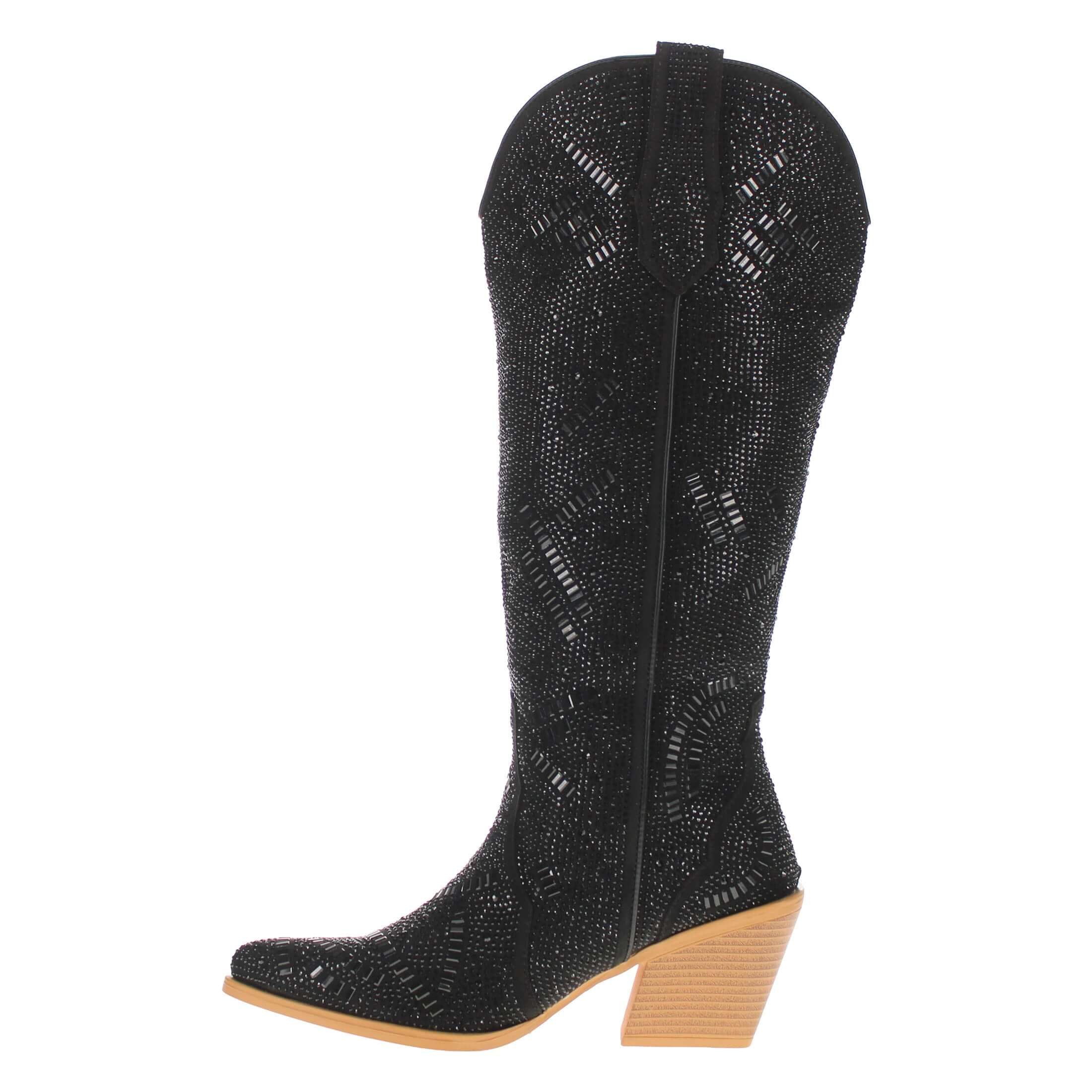 Women's Black Tall Bling Cowgirl Boots Sierra by V by Vaccari