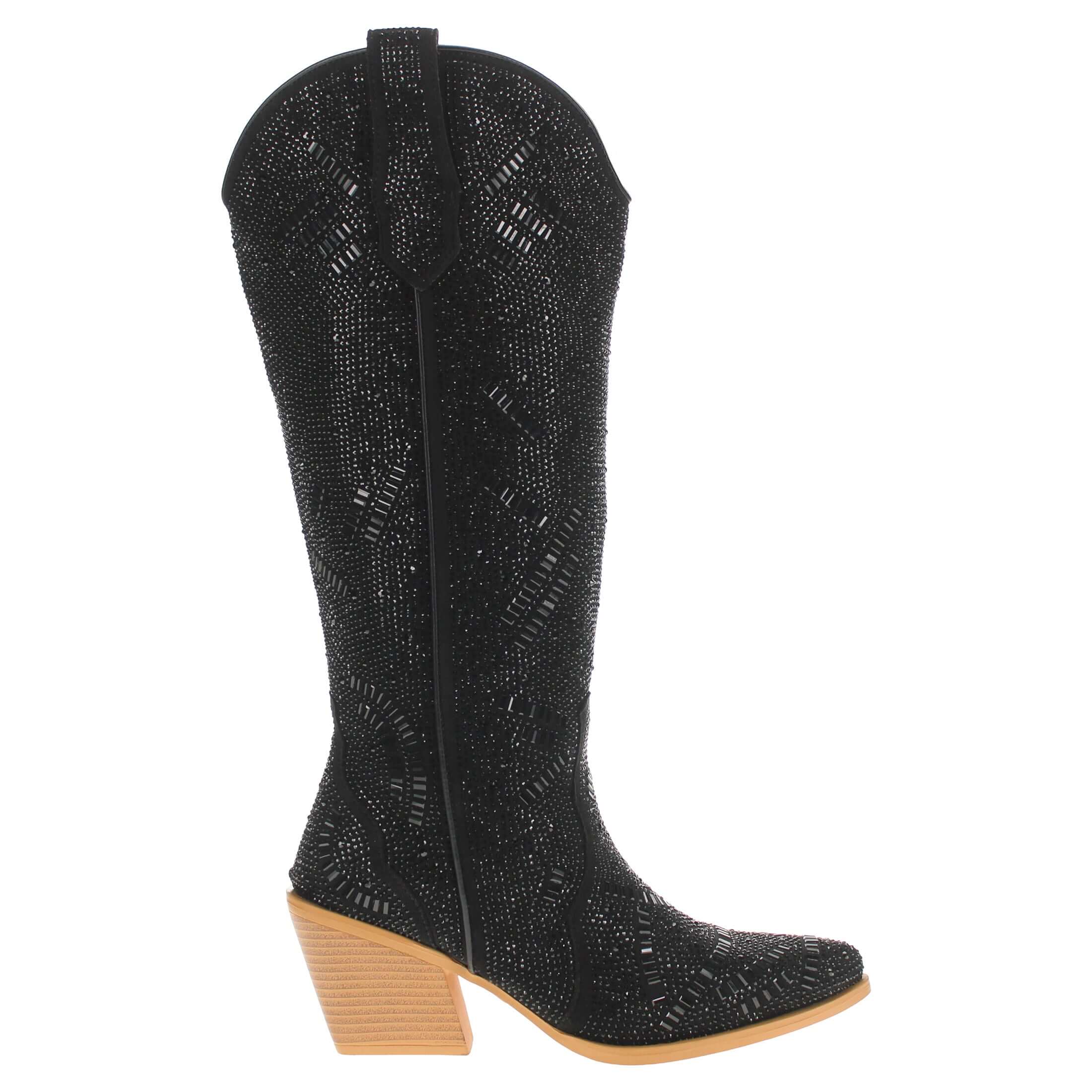 Women's Black Tall Bling Cowgirl Boots Sierra by V by Vaccari