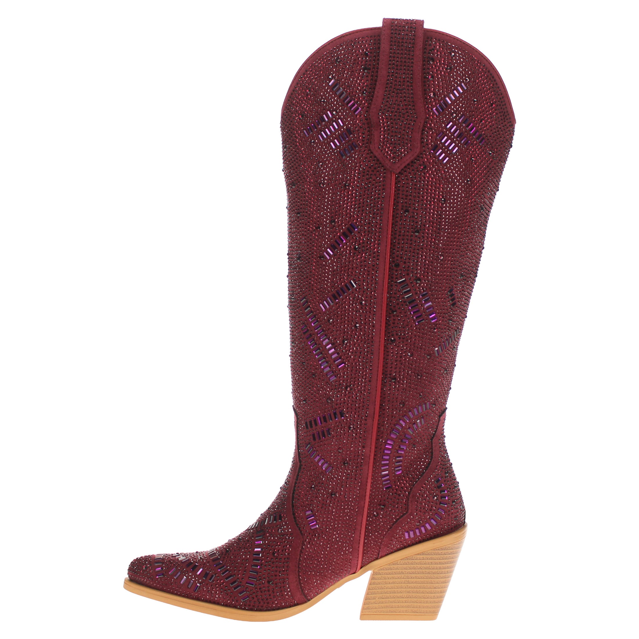 Women's Maroon Tall Bling Cowgirl Boots Sierra by V by Vaccari