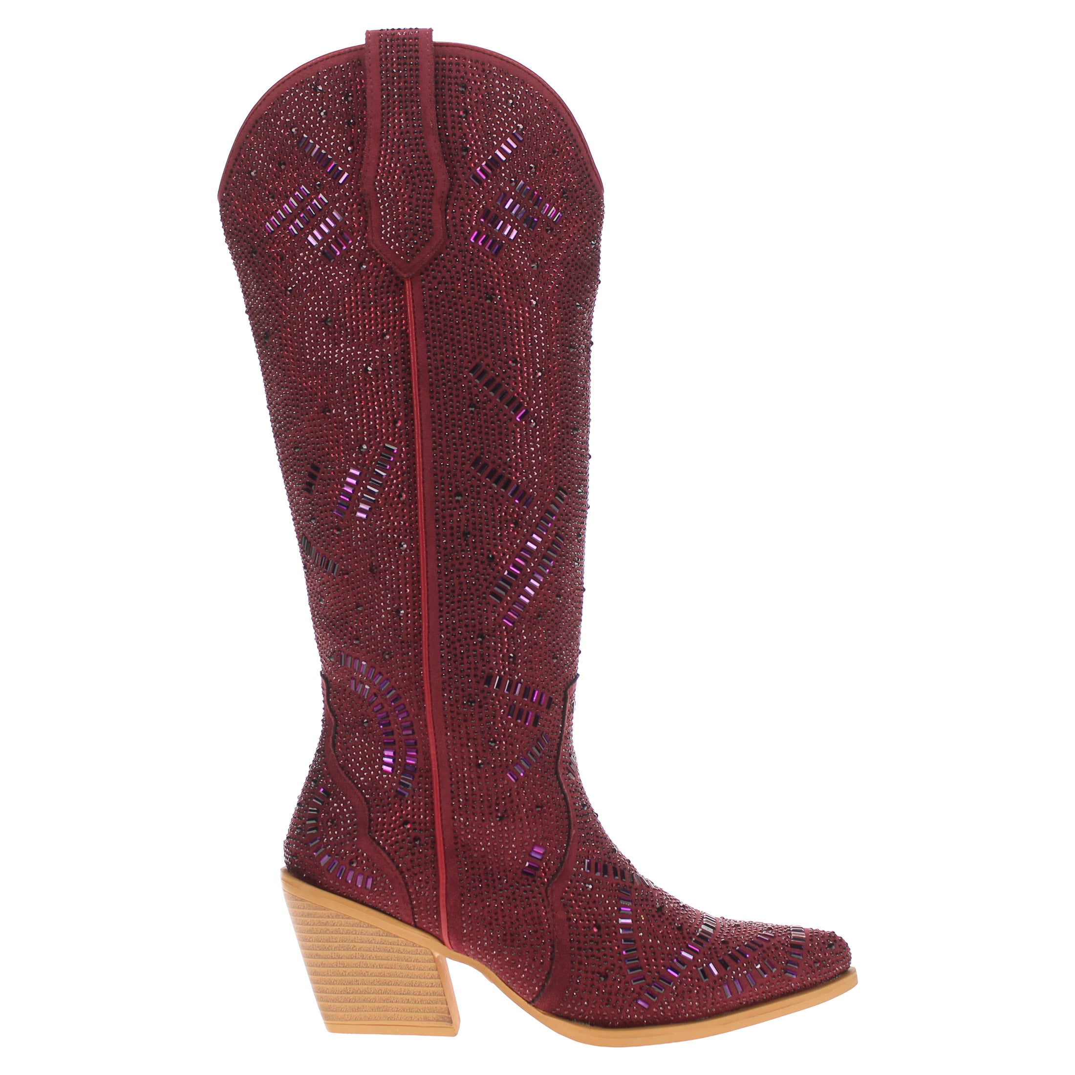 Women's Maroon Tall Bling Cowgirl Boots Sierra by V by Vaccari