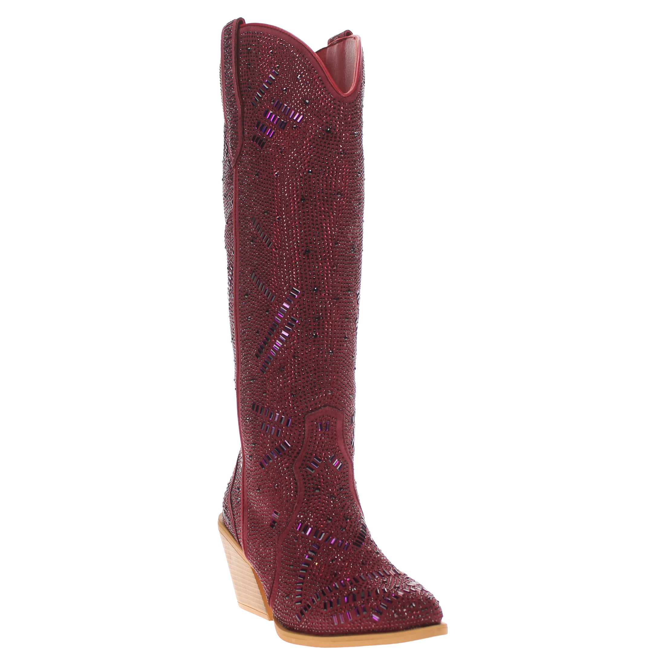 Women's Maroon Tall Bling Cowgirl Boots Sierra by V by Vaccari