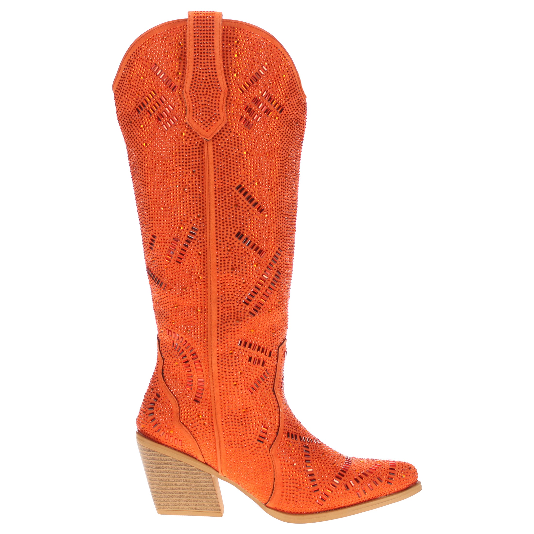 Women's Orange Tall Bling Cowgirl Boots Sierra by V by Vaccari