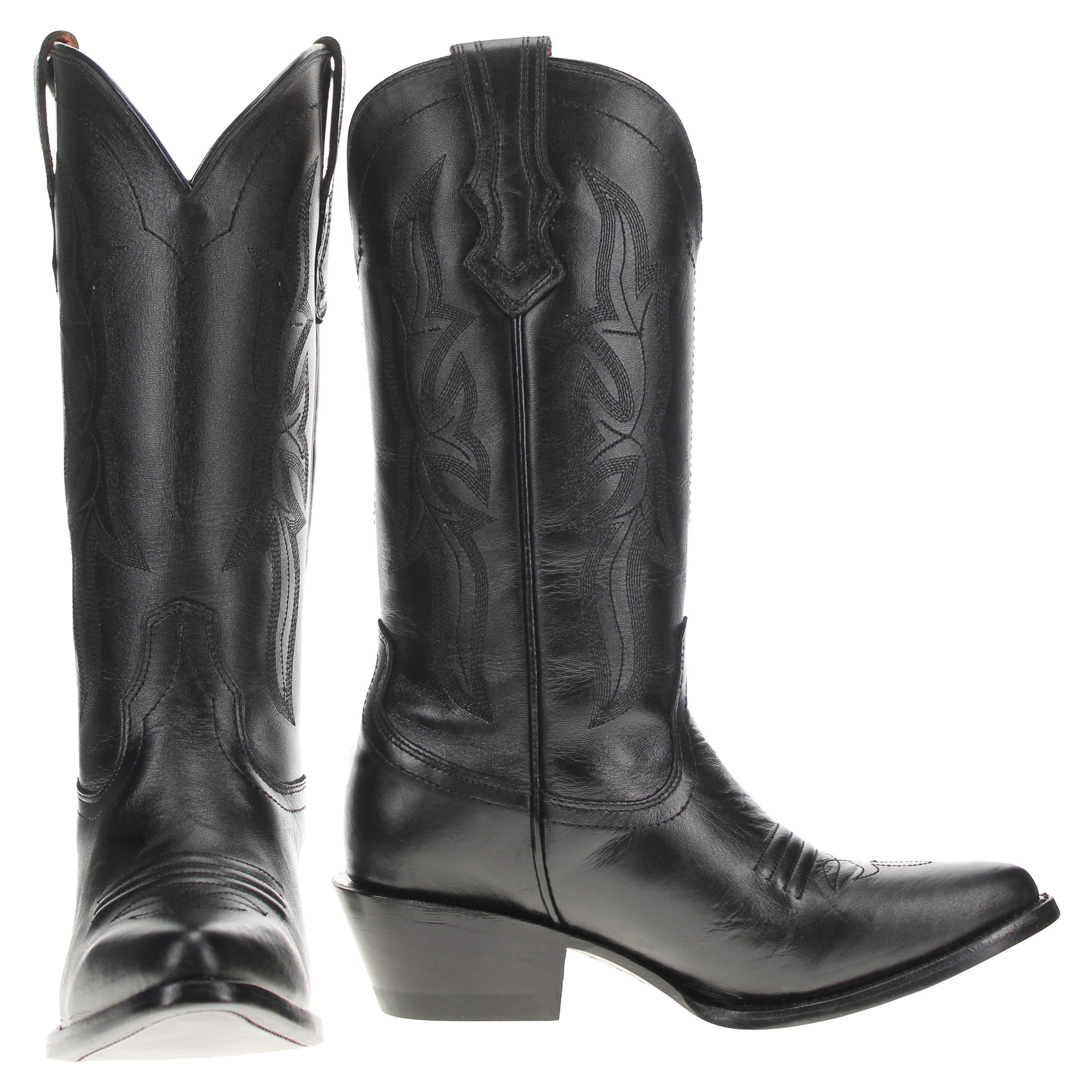 Women's Black Leather Cowgirl Boots Quinn by Vaccari Core
