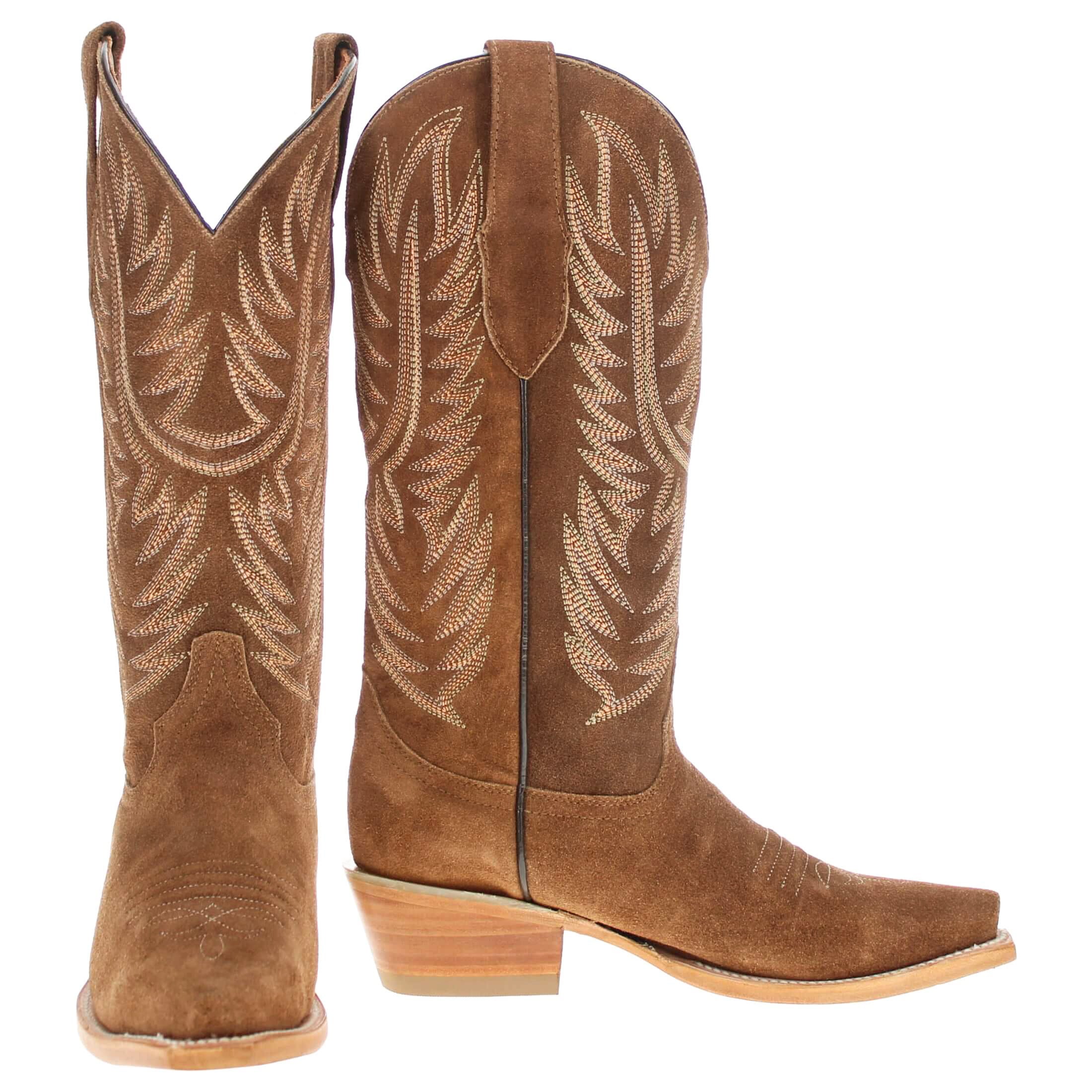 Women's Tan Suede Boots Izzy Cowgirl Boots by Vaccari