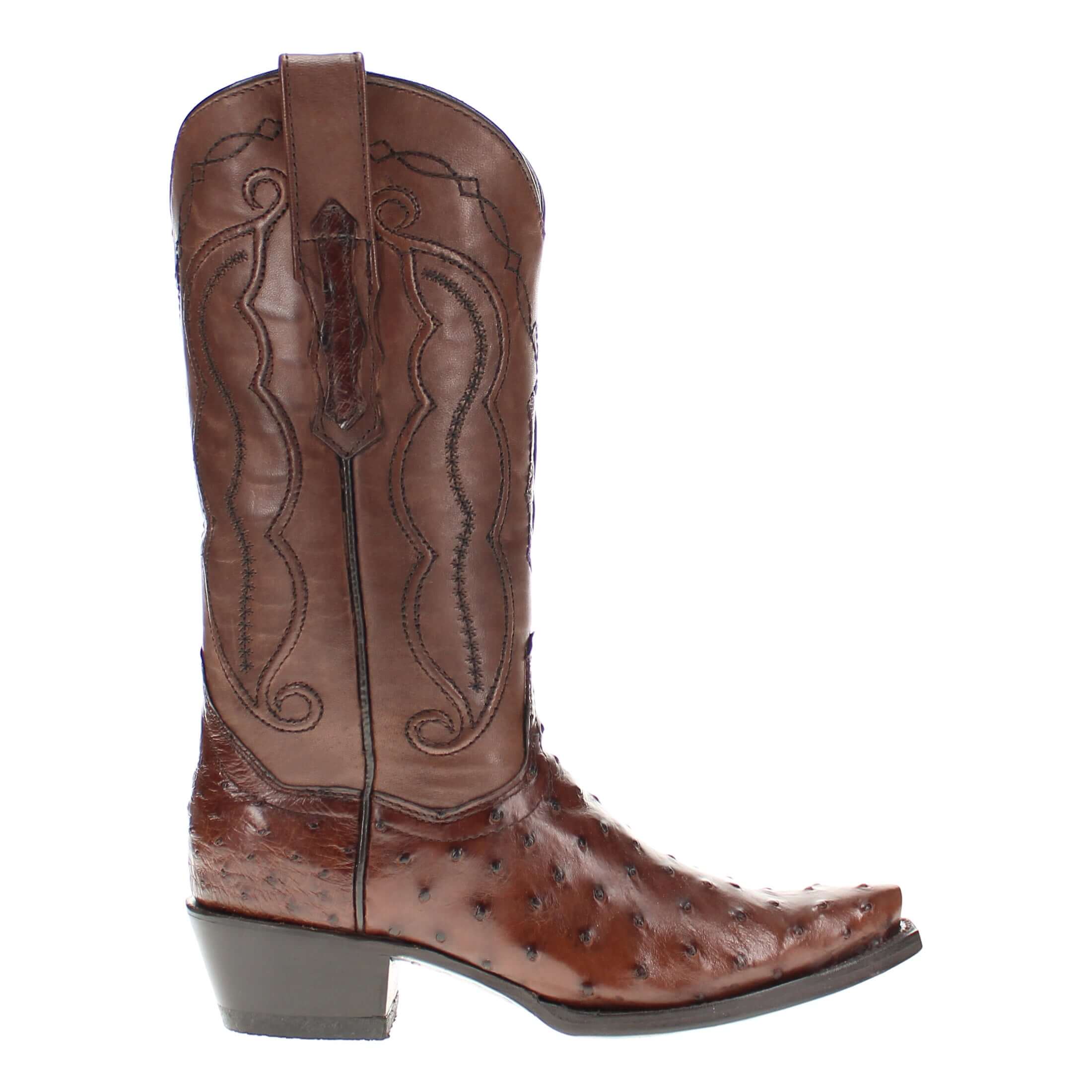 Womens Mocha Full Quill Ostrich Snip Toe Boots by Vaccari