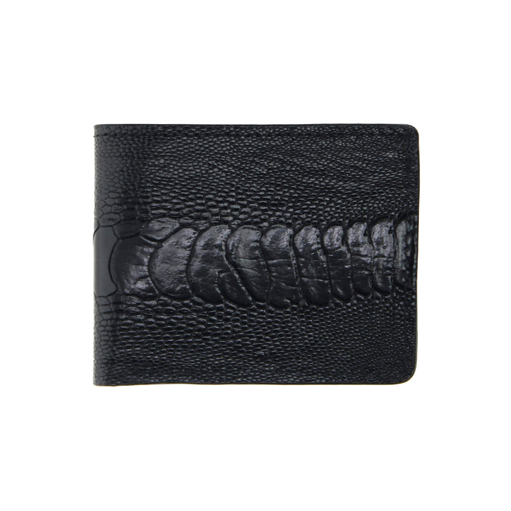 Black Ostrich Leg Billfold Wallet