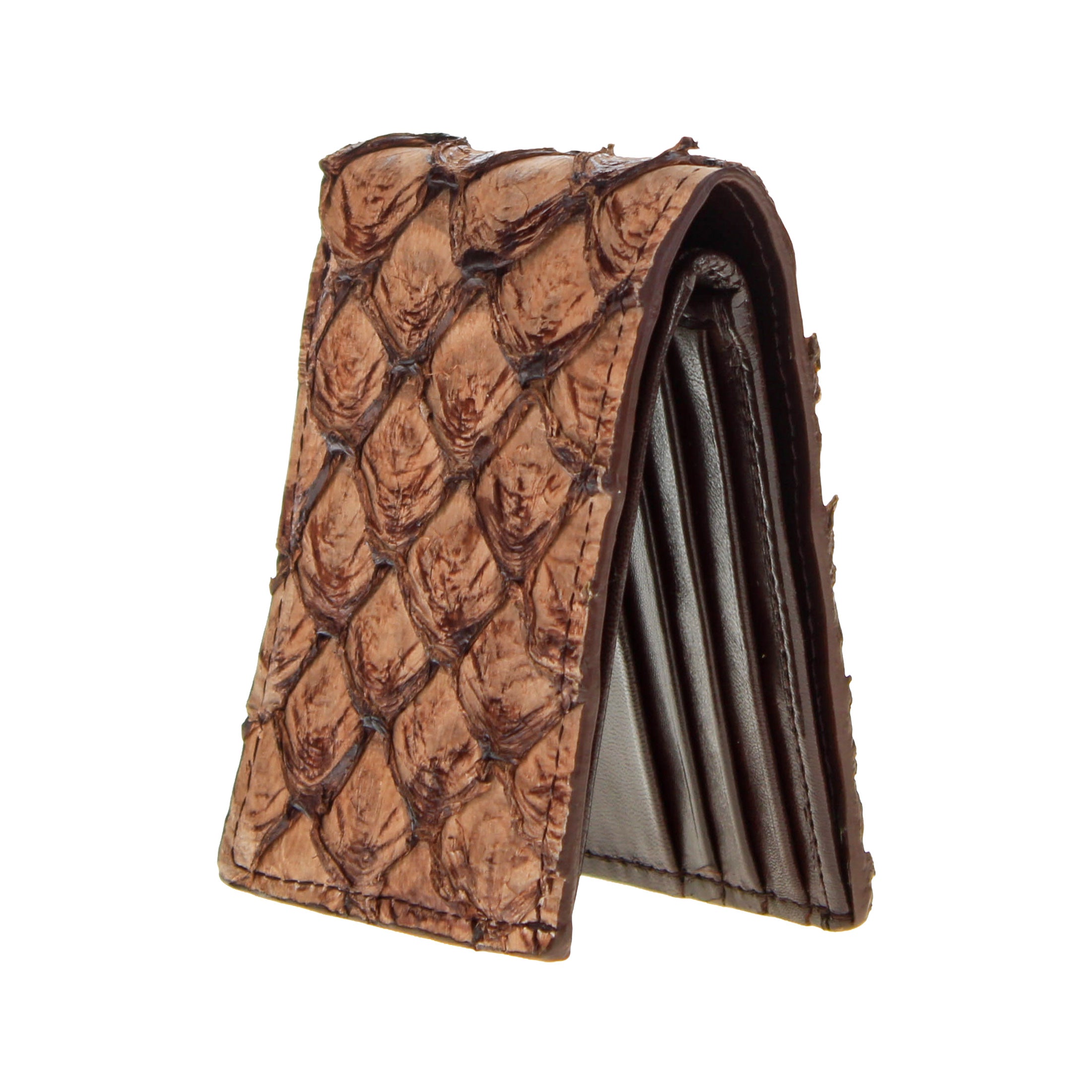 Men's Rustic Brown Pirarucu Fish Billfold Wallet