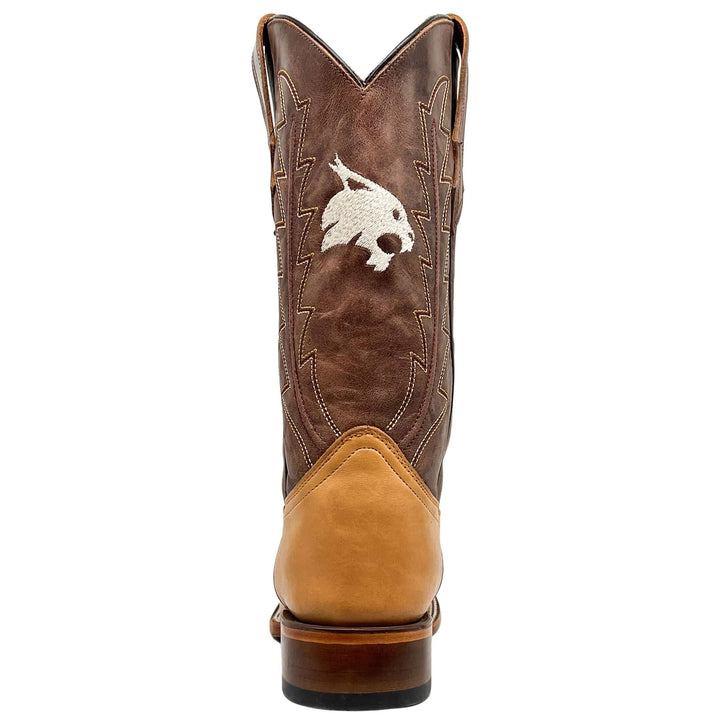 Men's Texas State University Bobcats Tan/Mocha Broad Square Cowboy Boots Weston by Vaccari