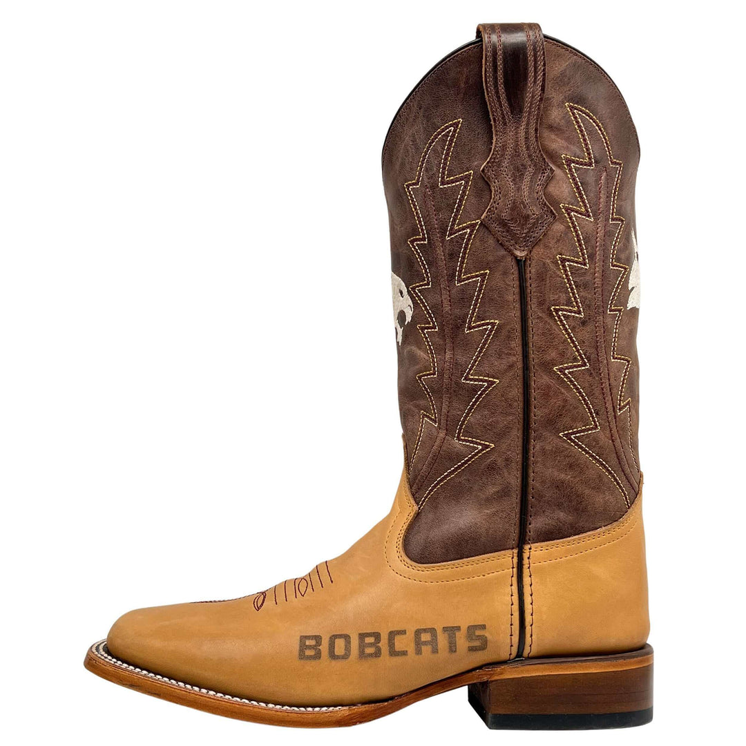 Men's Texas State University Bobcats Tan/Mocha Broad Square Cowboy Boots Weston by Vaccari