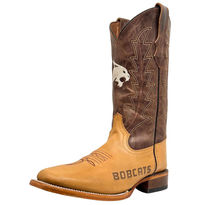 Men's Texas State University Bobcats Tan/Mocha Broad Square Cowboy Boots Weston by Vaccari