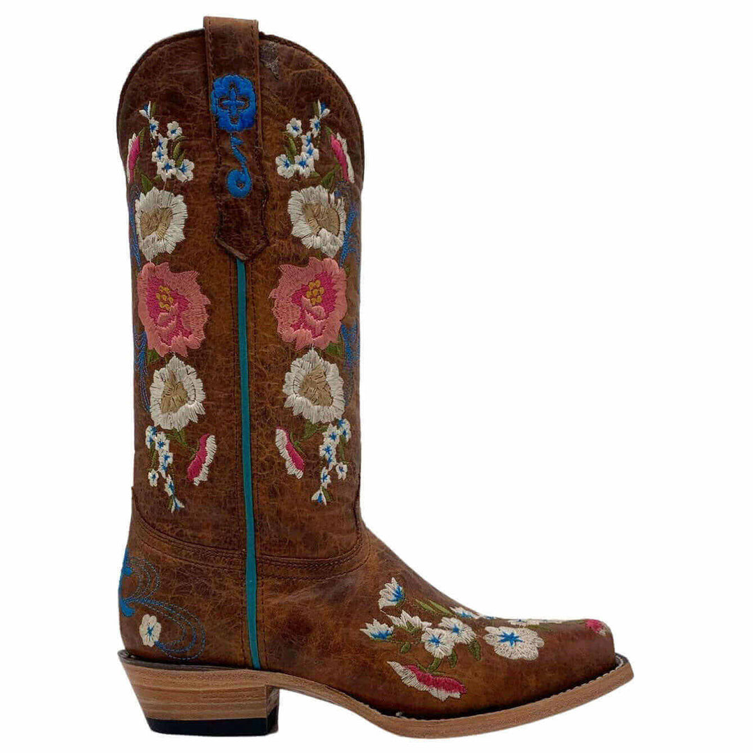 Women's Floral Embroidered Cognac Cowgirl Boots by Vaccari #select-a-toe_narrow-square