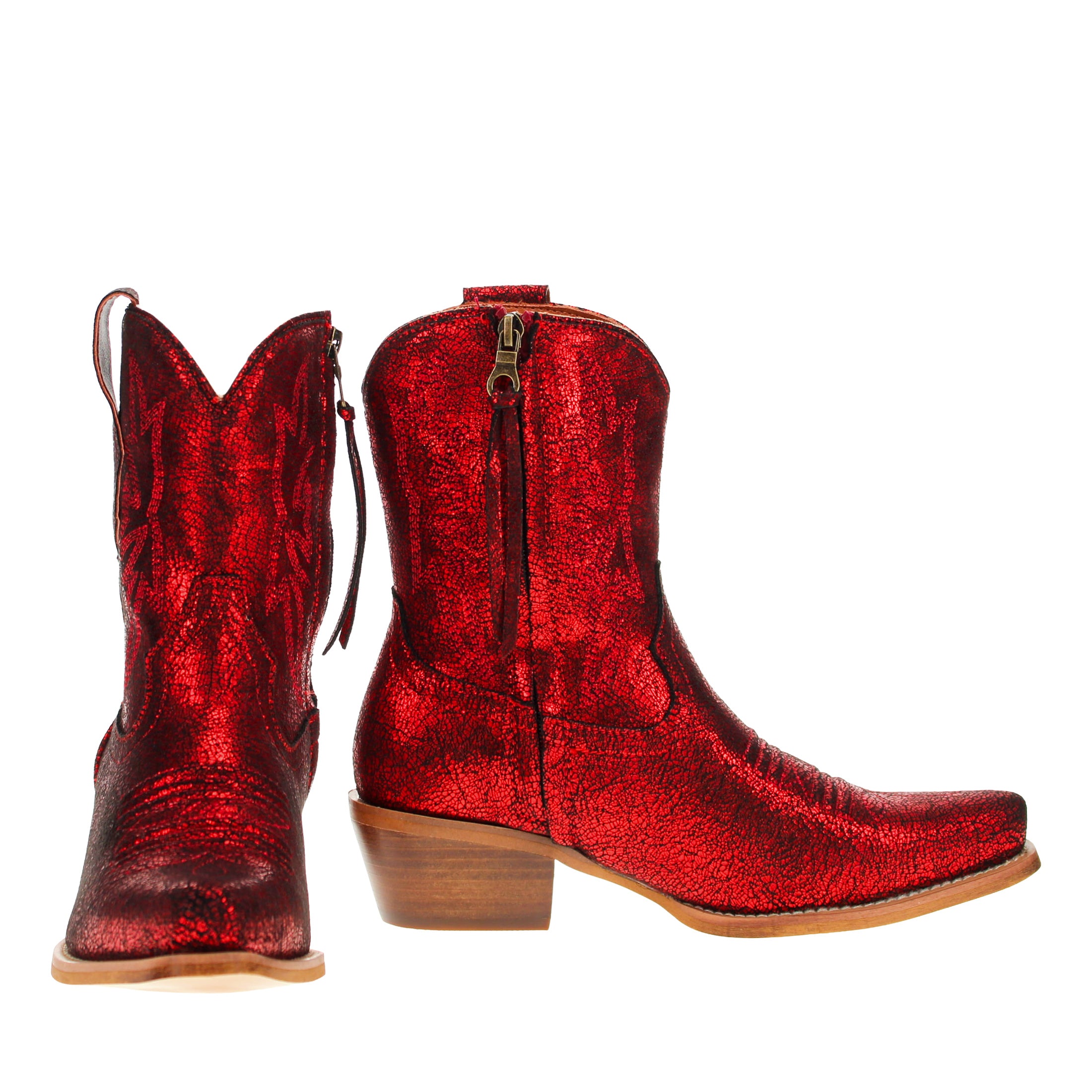 Women's Crackle Red Cowgirl Boots with Color Tassel Jane by V by Vaccari