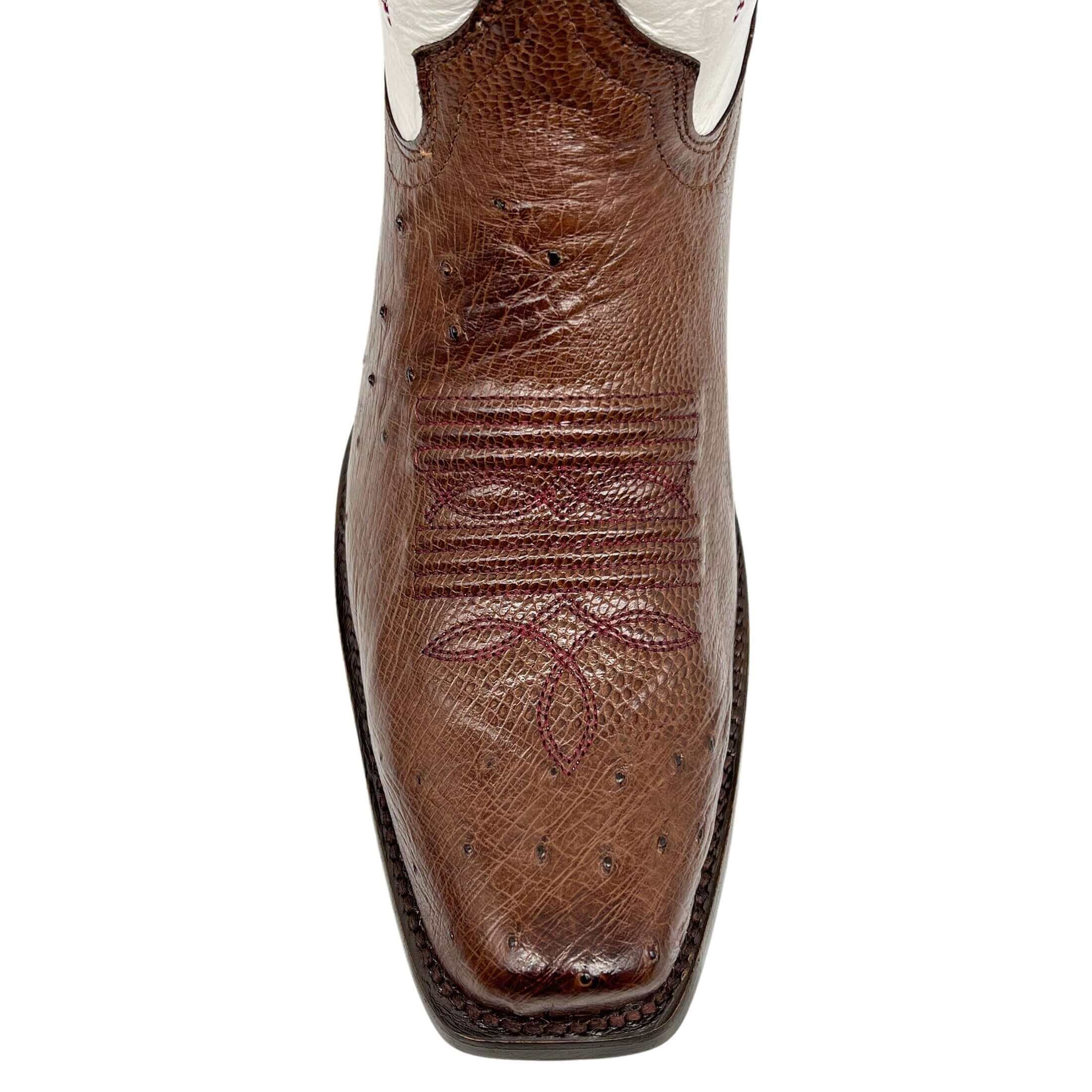Men's University of Texas A&M Aggies Cowboy Boots | Mocha Broad Square/JW Smooth Ostrich Boots | Officially Licensed | Brooks #select-a-toe_jw