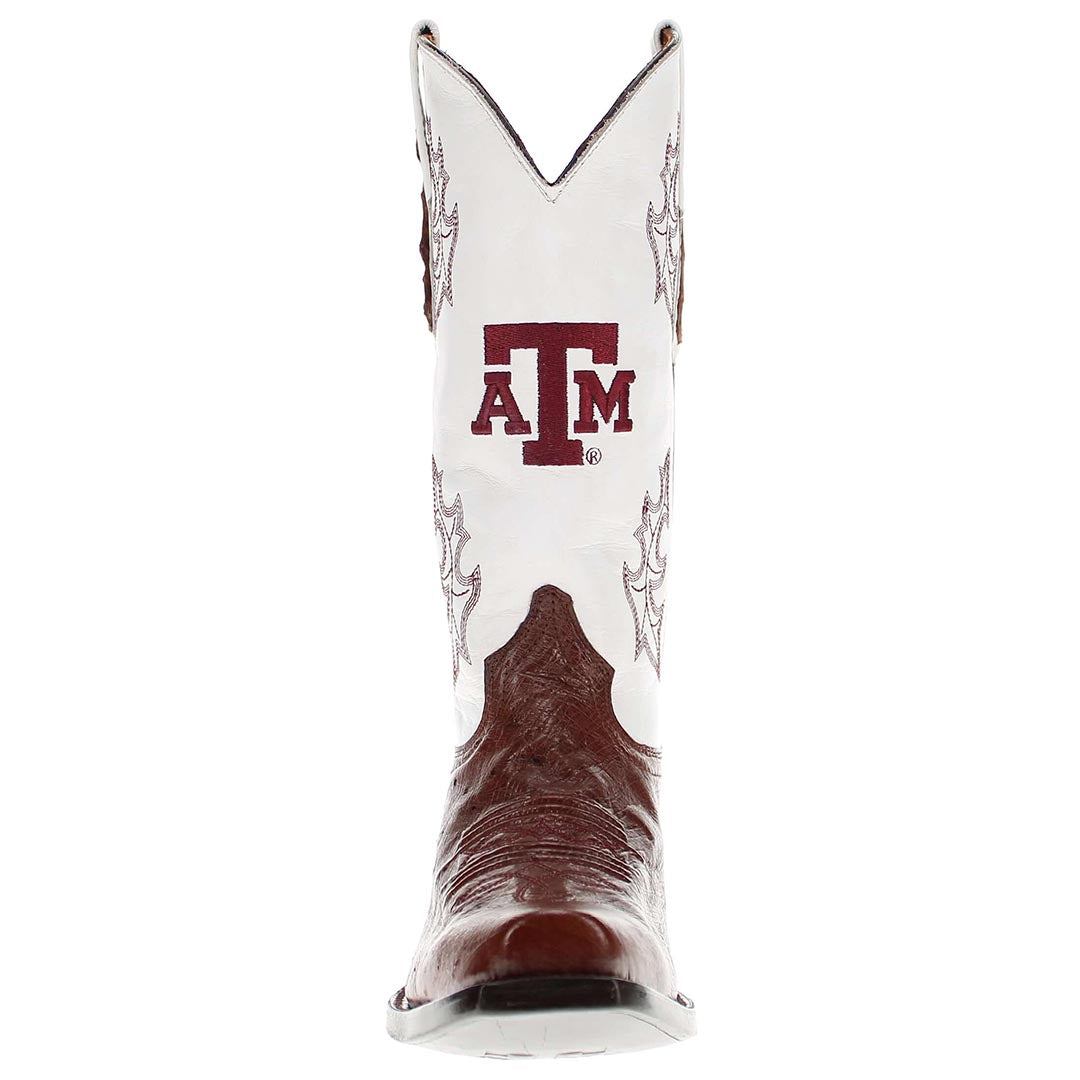 Men's Texas A&M Mocha Smooth Ostrich Cowboy Boots | Vaccari