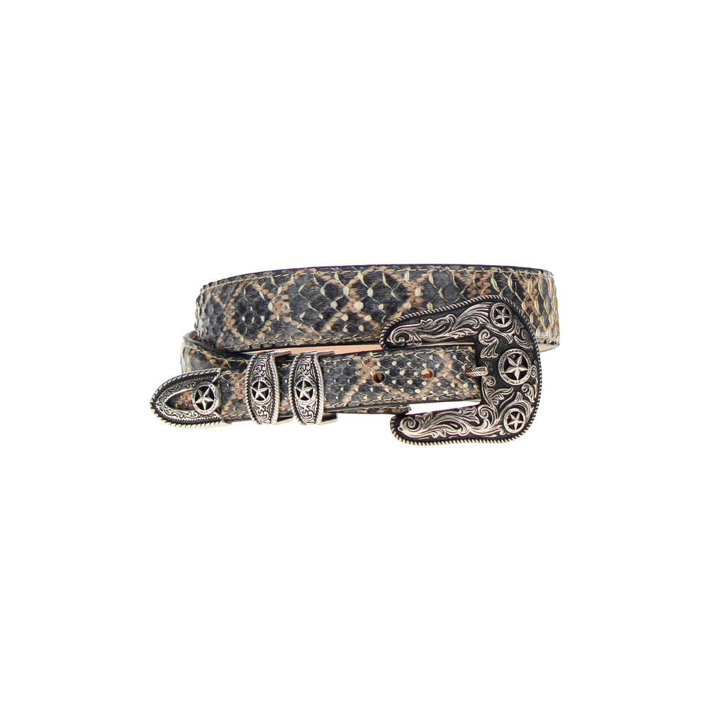 Natural Imprinted Rattlesnake Python Belt with Buckle