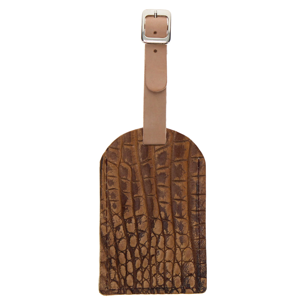 Almond American Alligator Belly Luggage Tag