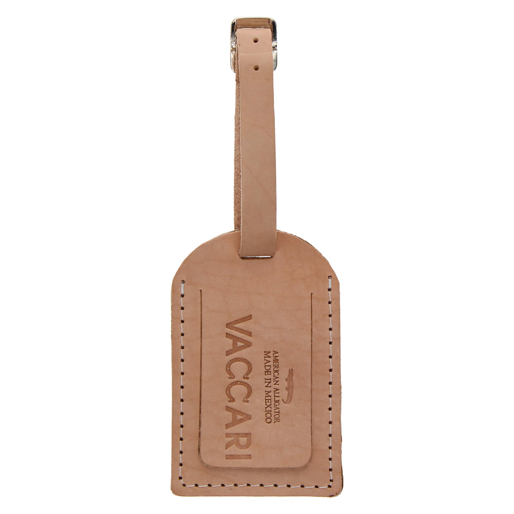 Tan American Alligator Belly Luggage Tag