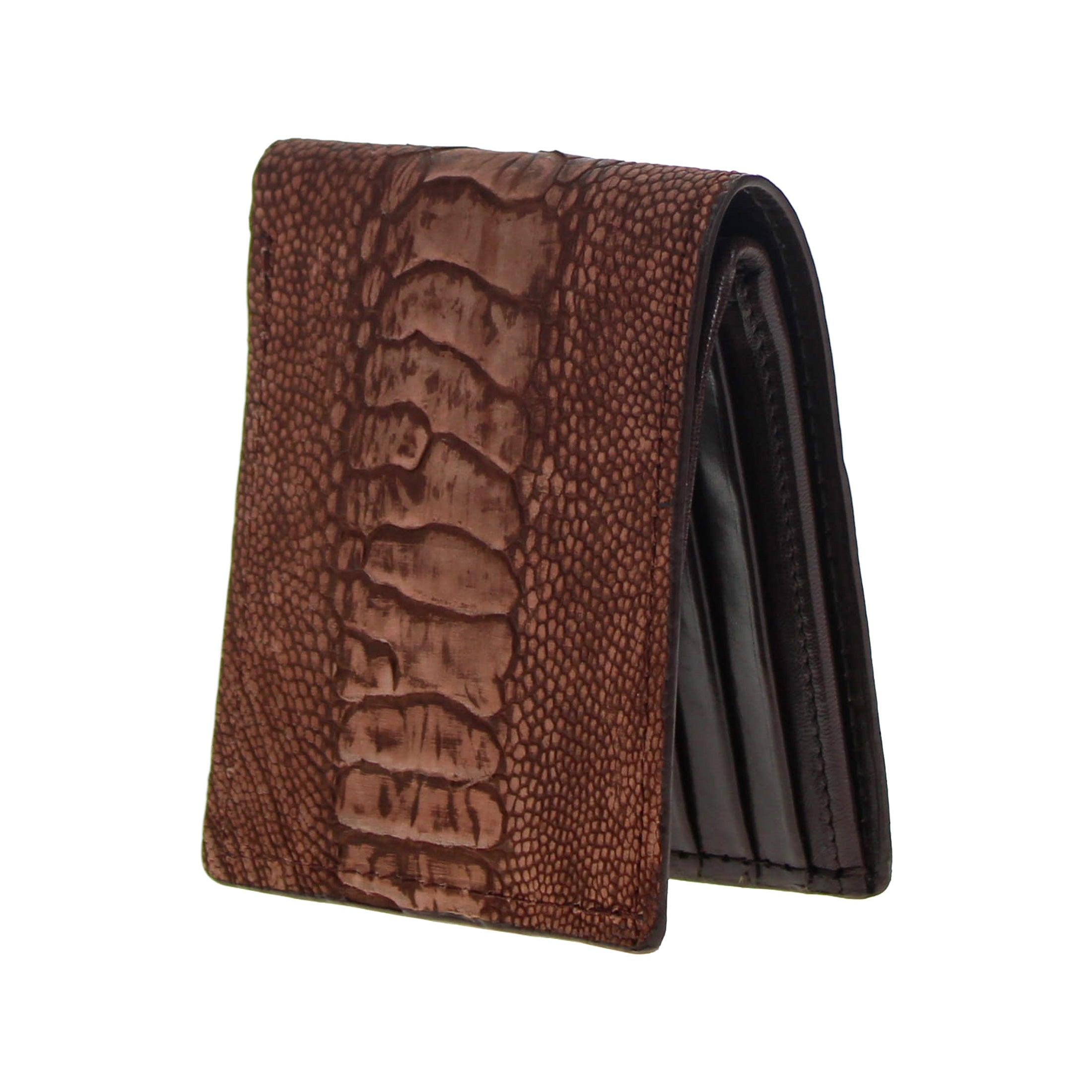 Rustic Cognac Ostrich Leg Billfold Wallet