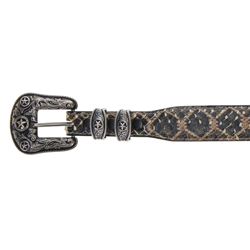 Natural Imprinted Rattlesnake Python Belt with Buckle
